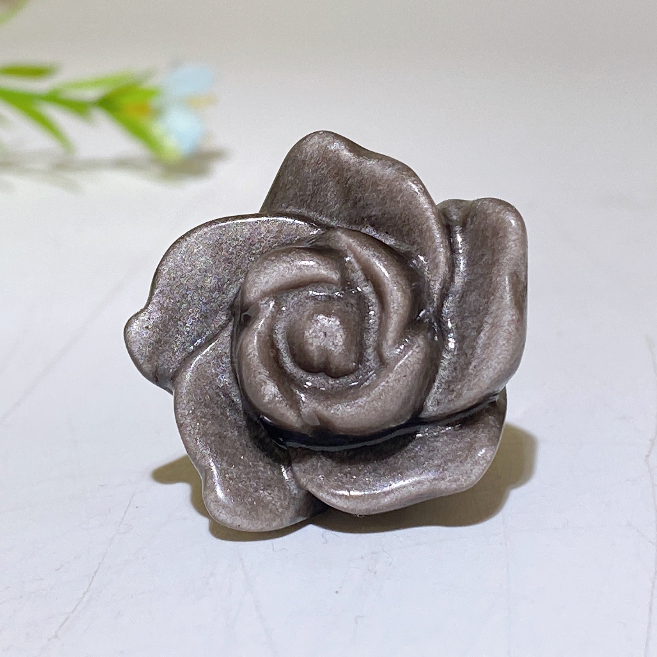1.1 inch Crystal Flower Carving Figurine for Healing Energy