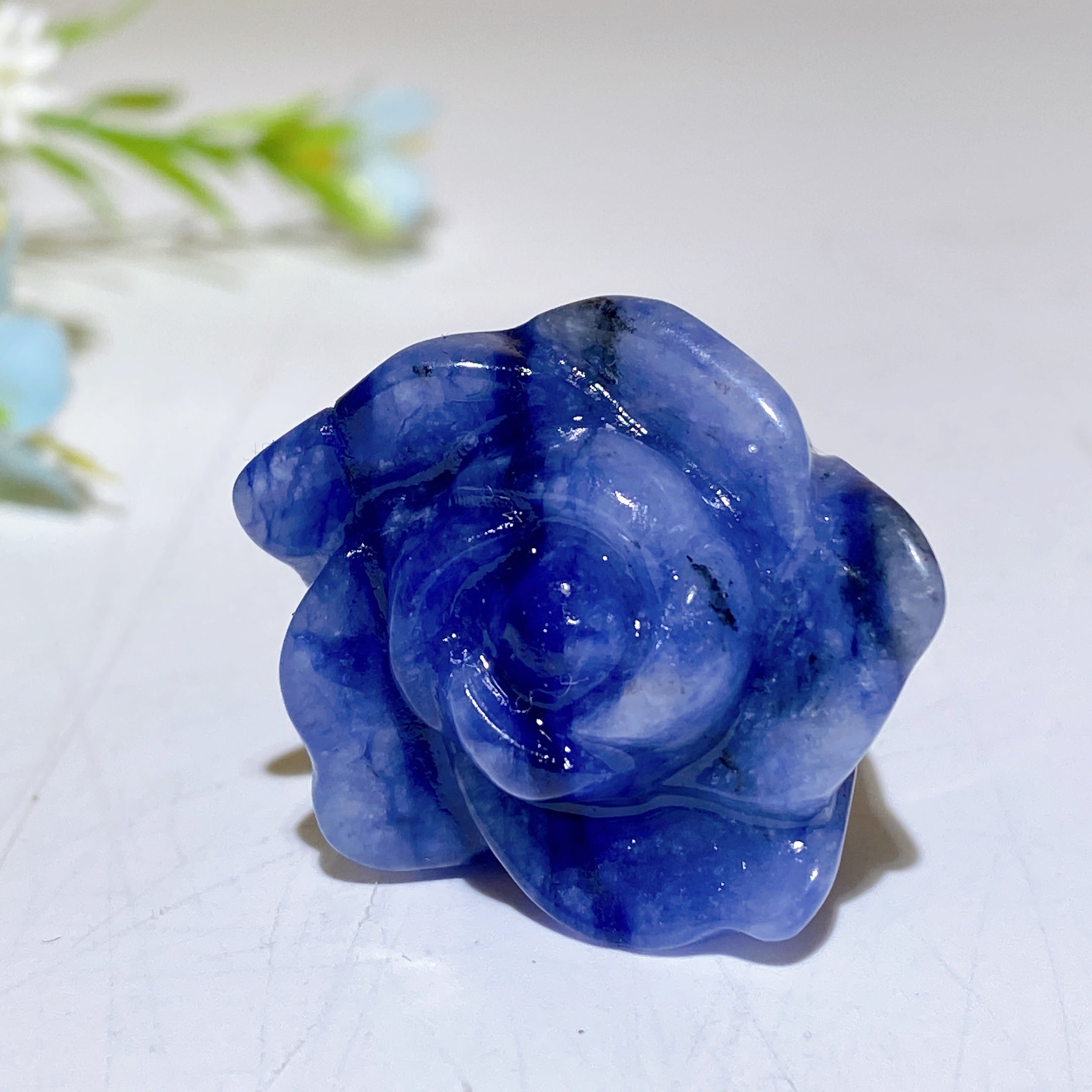 1.1 inch Crystal Flower Carving Figurine for Healing Energy