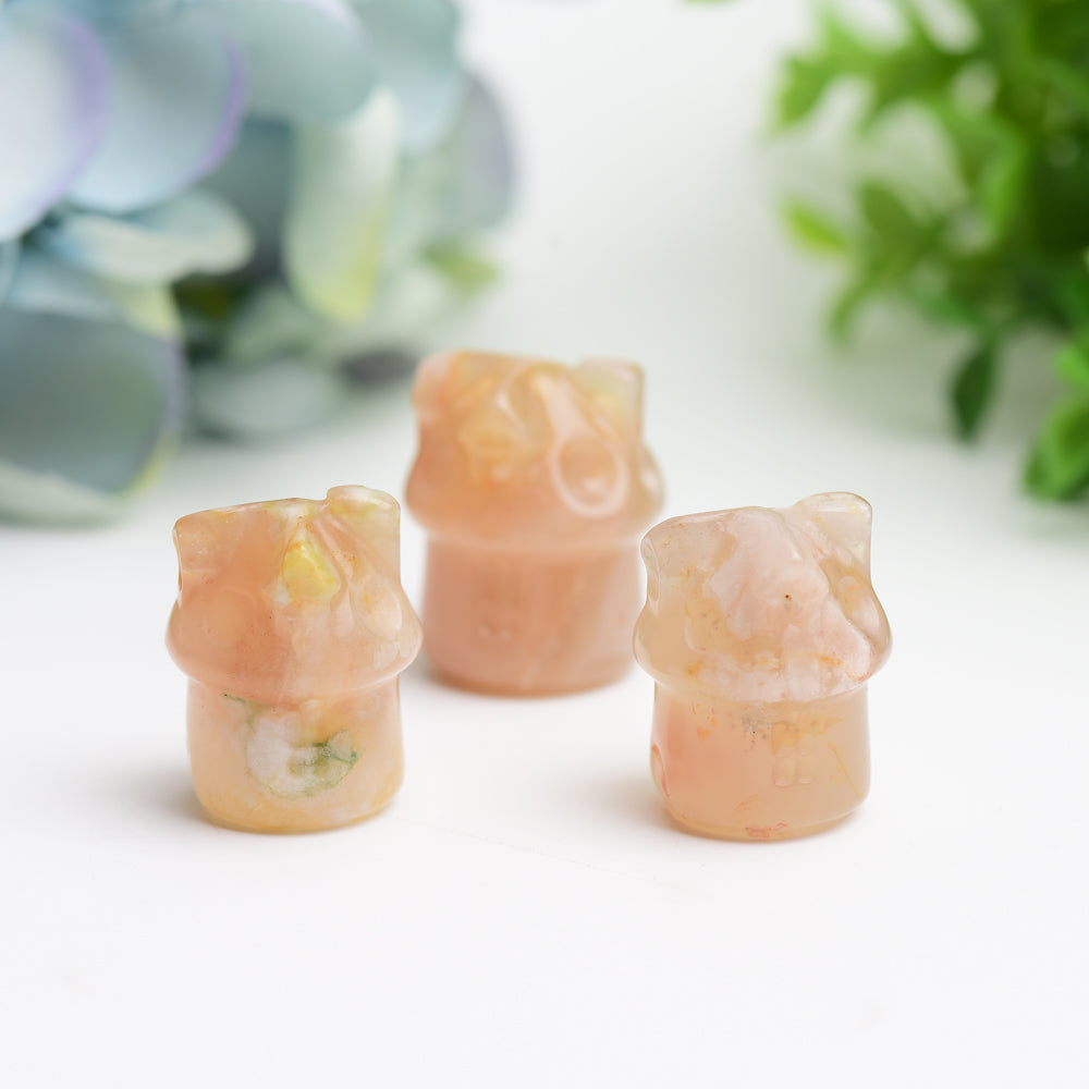 1.1-Inch Flower Agate Mini House Crystal Carving