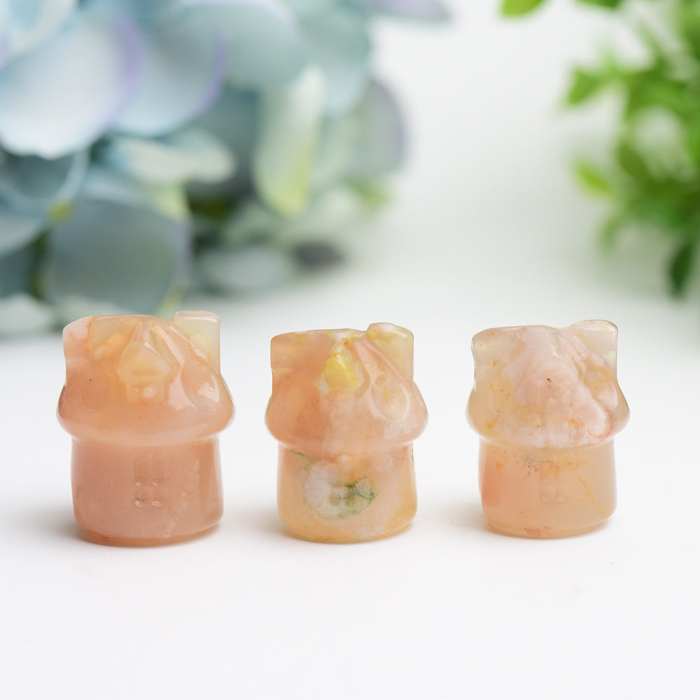 1.1-Inch Flower Agate Mini House Crystal Carving