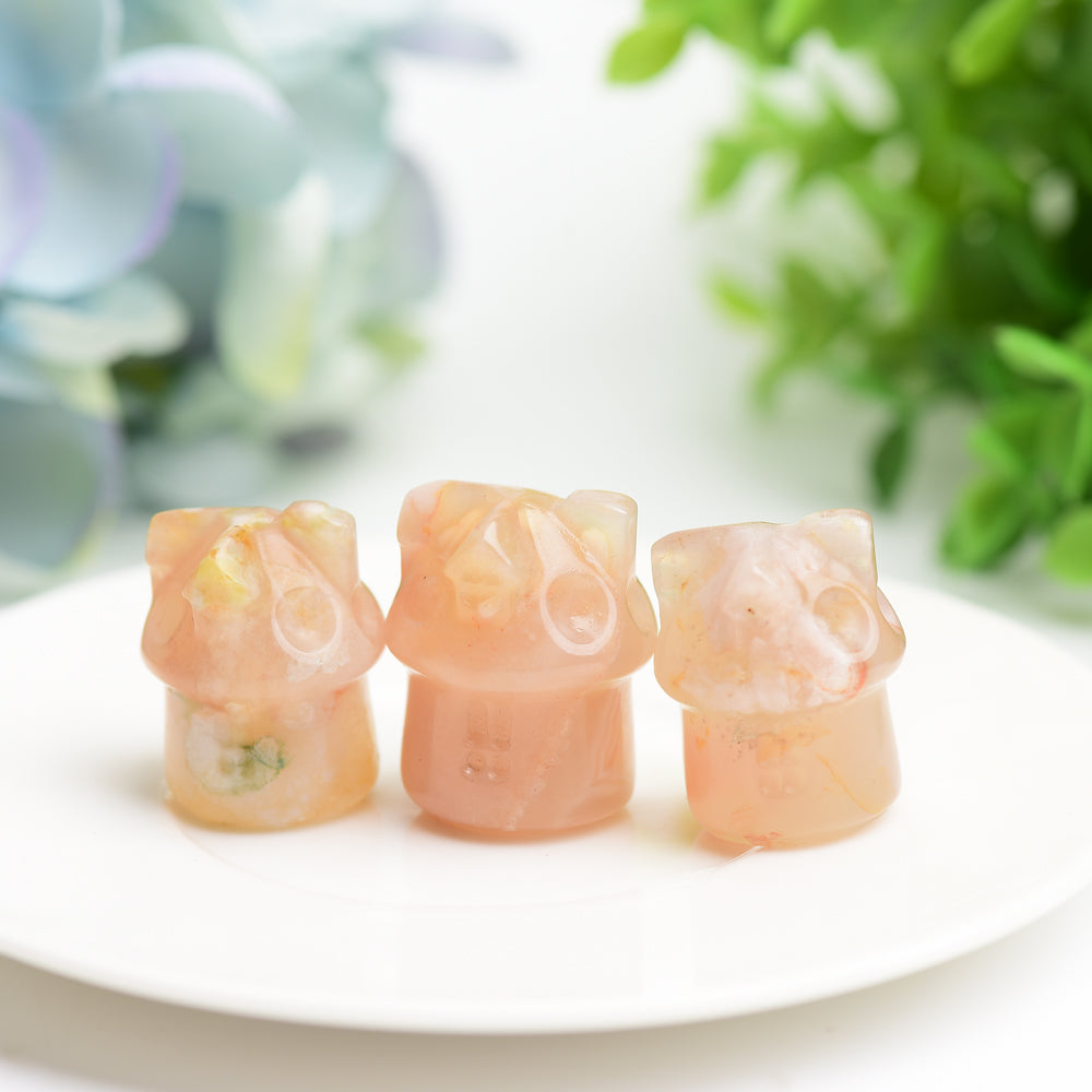 1.1-Inch Flower Agate Mini House Crystal Carving