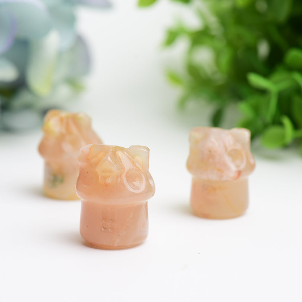 1.1-Inch Flower Agate Mini House Crystal Carving