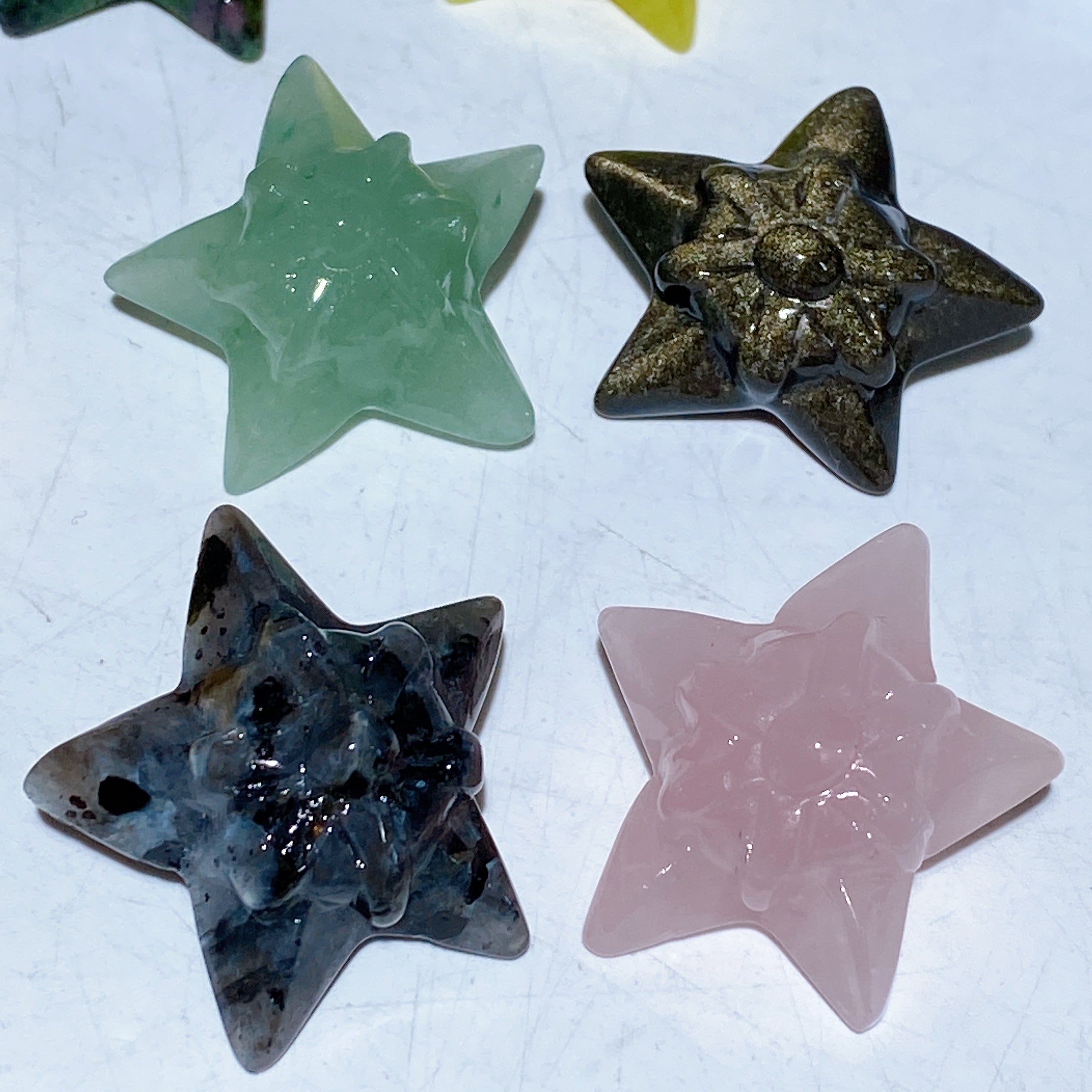 1.1 inch Healing Crystal Star Carvings in Multiple Stones