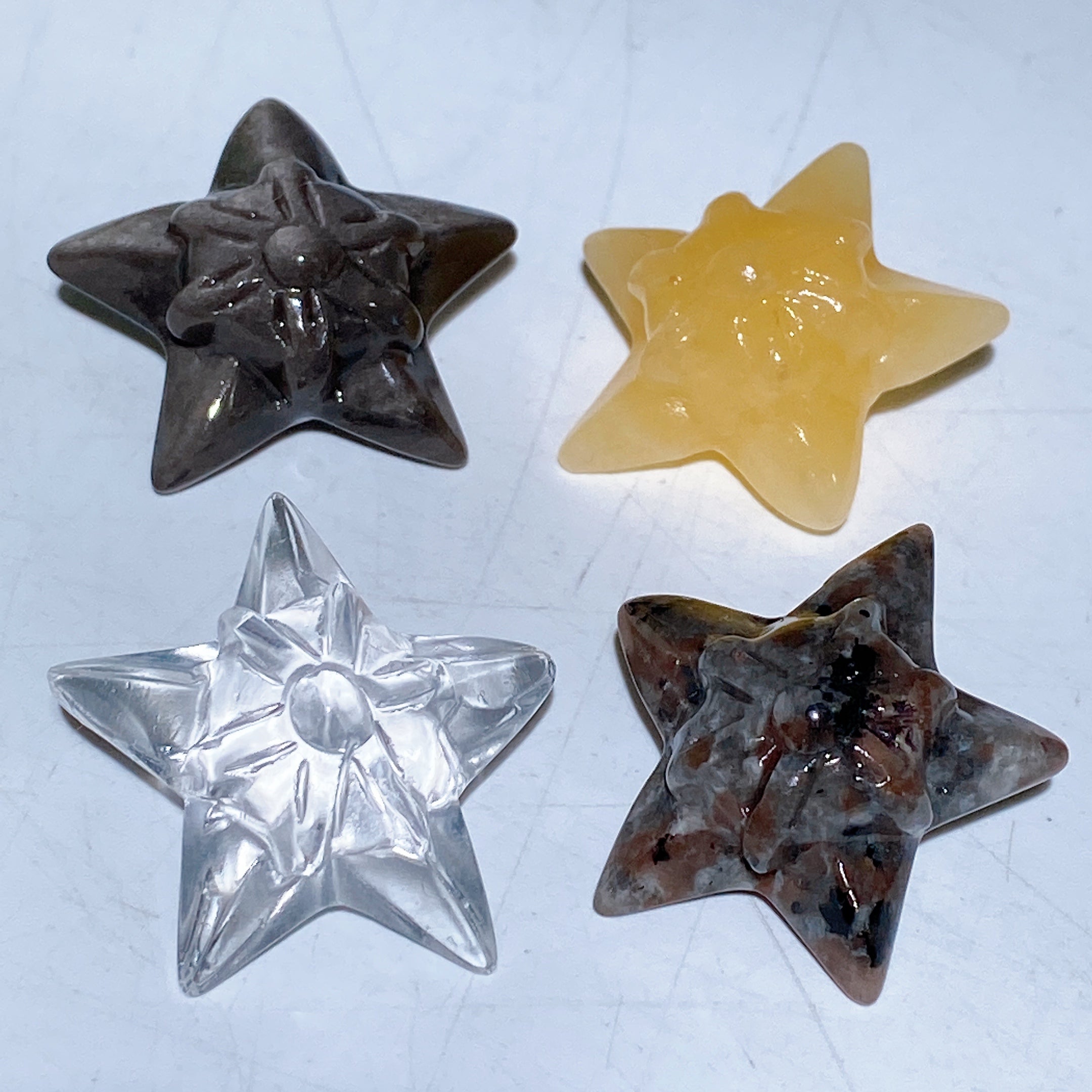 1.1 inch Healing Crystal Star Carvings in Multiple Stones