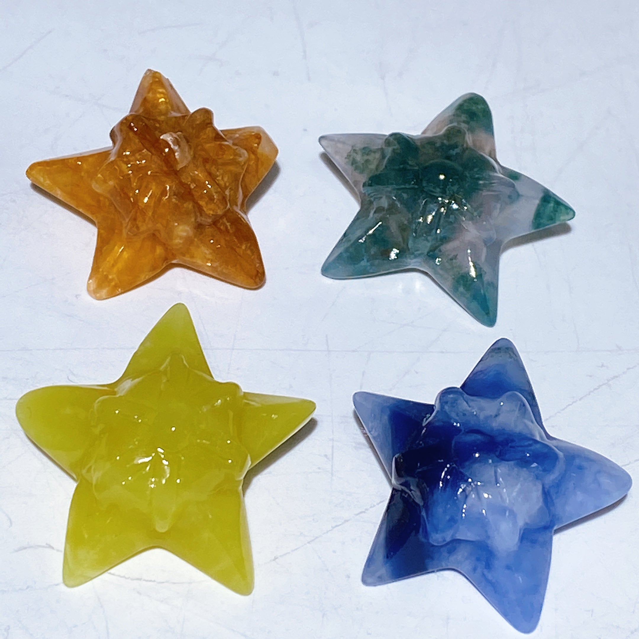 1.1 inch Healing Crystal Star Carvings in Multiple Stones