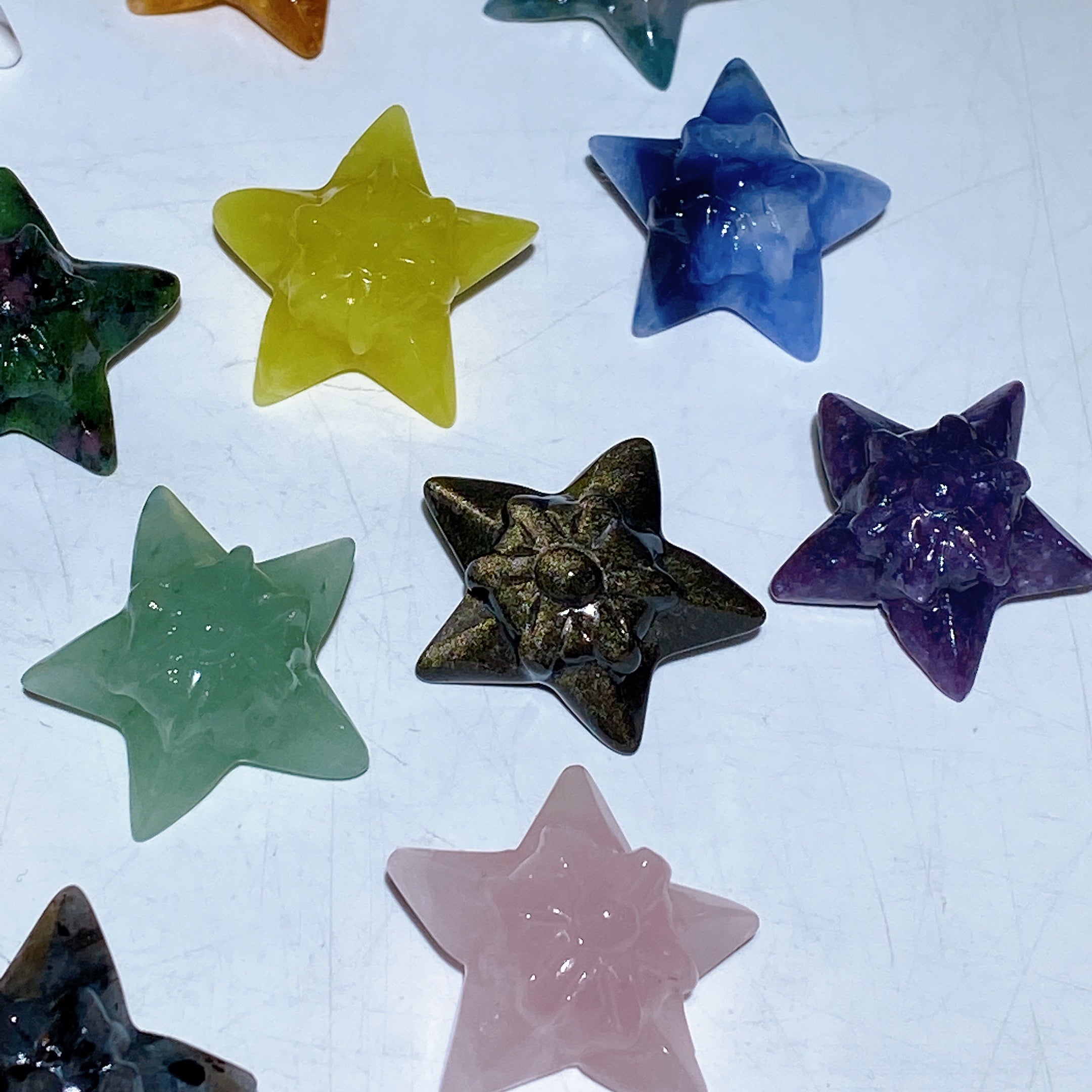 1.1 inch Healing Crystal Star Carvings in Multiple Stones
