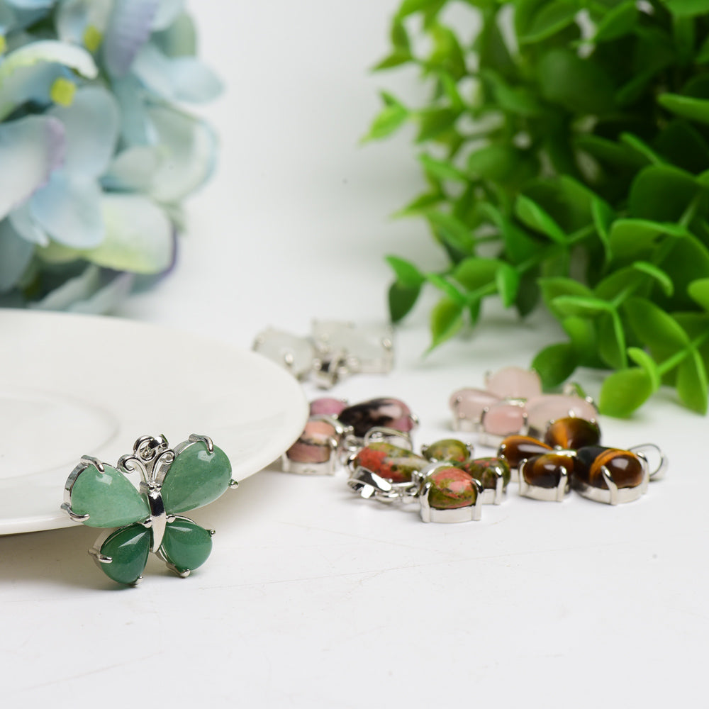 1.1 Inch Mixed Crystal Butterfly Pendant for Spiritual Healing