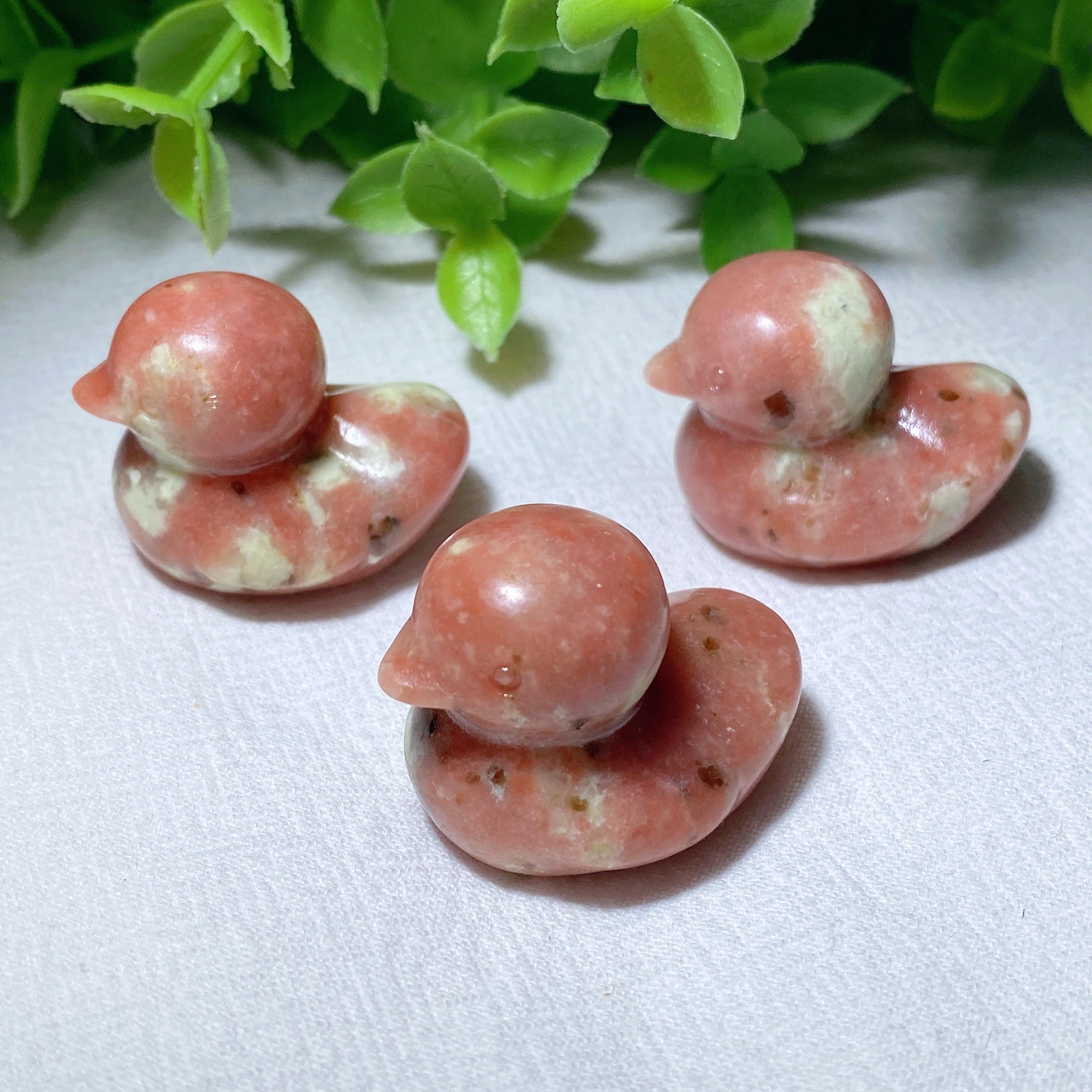 1.1 inch Pink Jade Duck Crystal Animal Carving