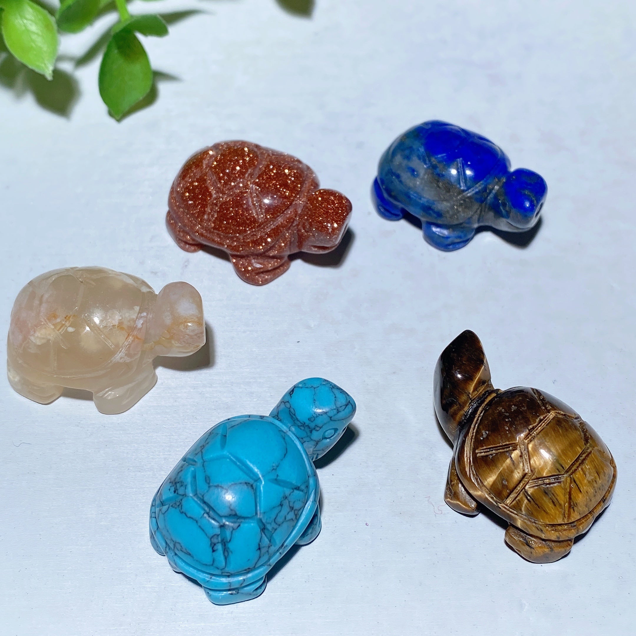 1.1" Mixed Crystal Mini Tortoise Carvings for Healing