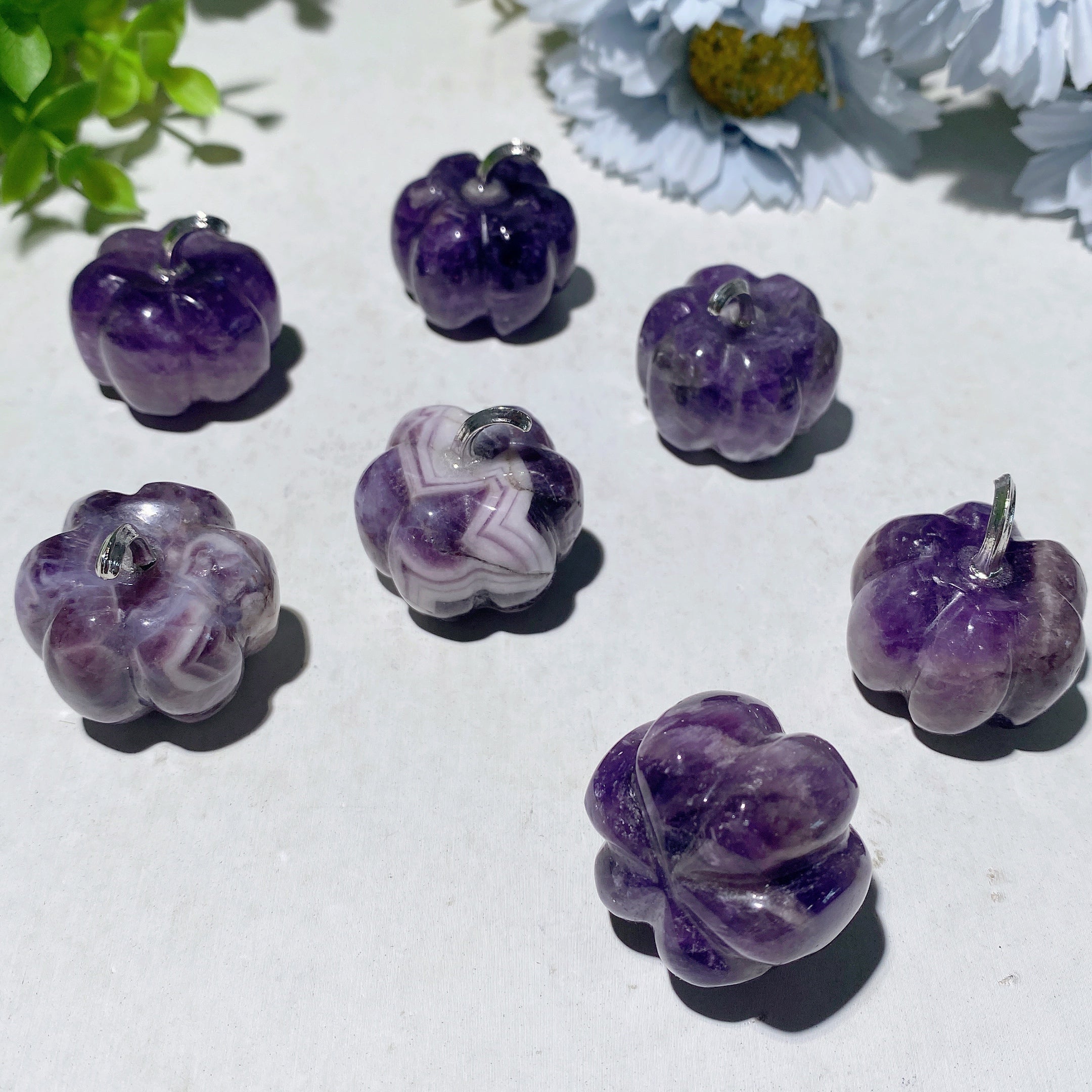 1.15 inch Amethyst Pumpkin Crystal Carving for Healing