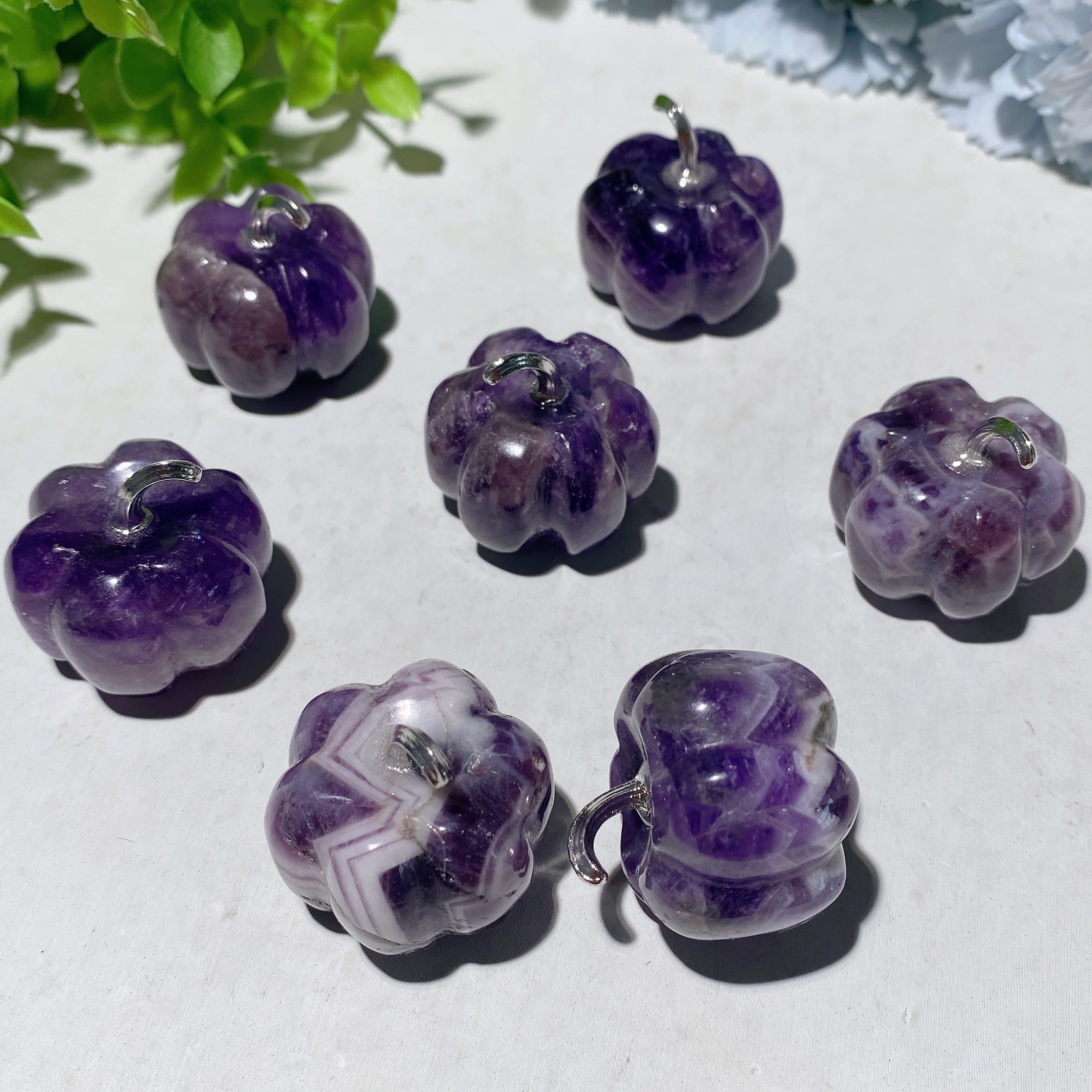 1.15 inch Amethyst Pumpkin Crystal Carving for Healing
