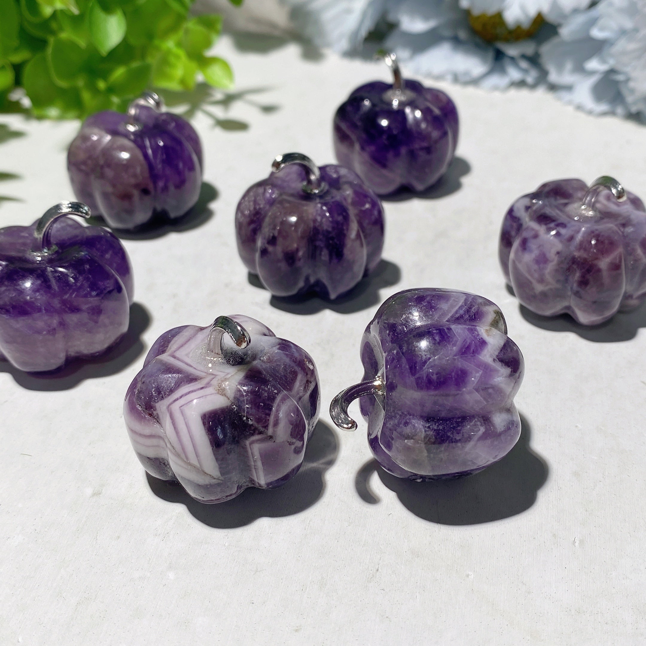 1.15 inch Amethyst Pumpkin Crystal Carving for Healing