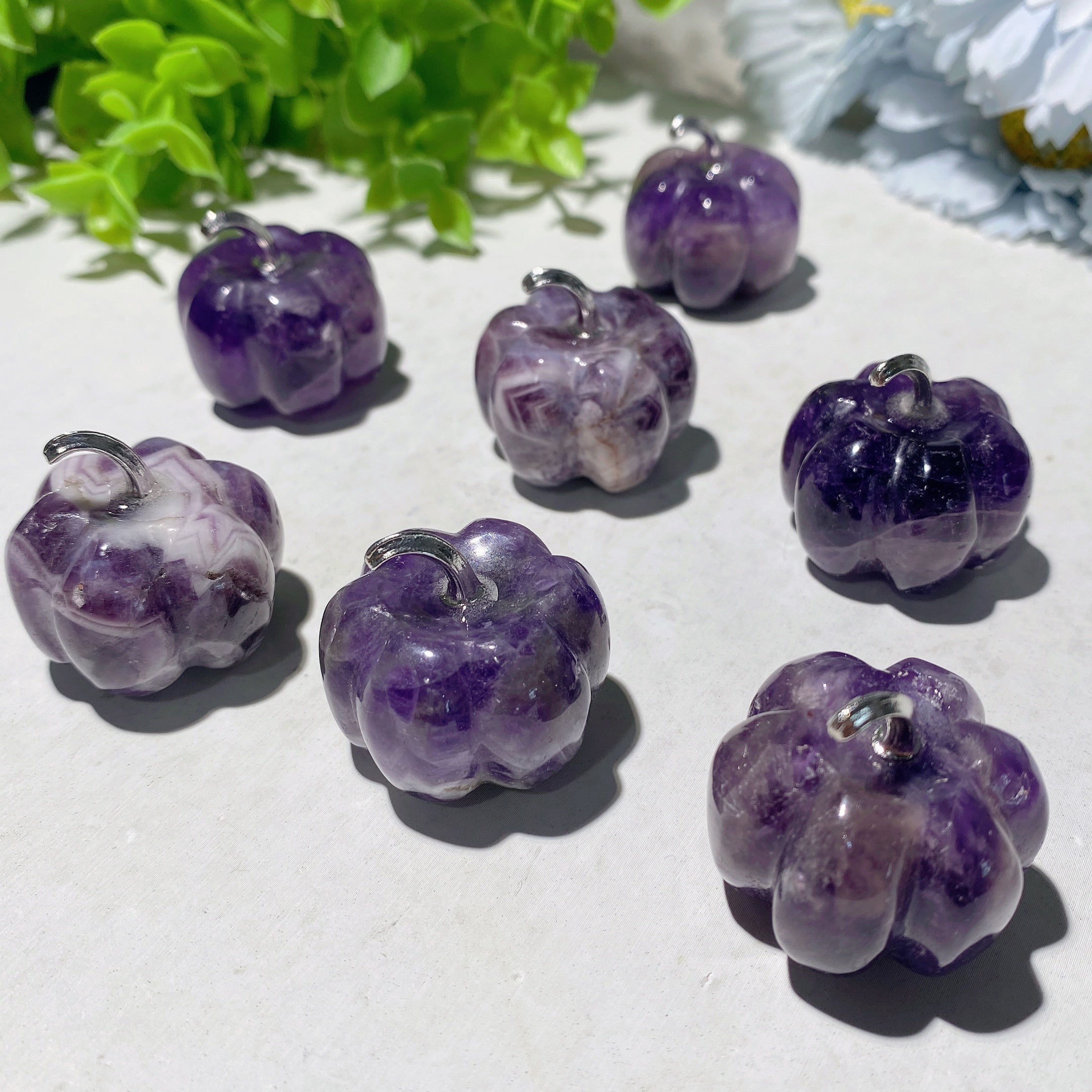 1.15 inch Amethyst Pumpkin Crystal Carving for Healing