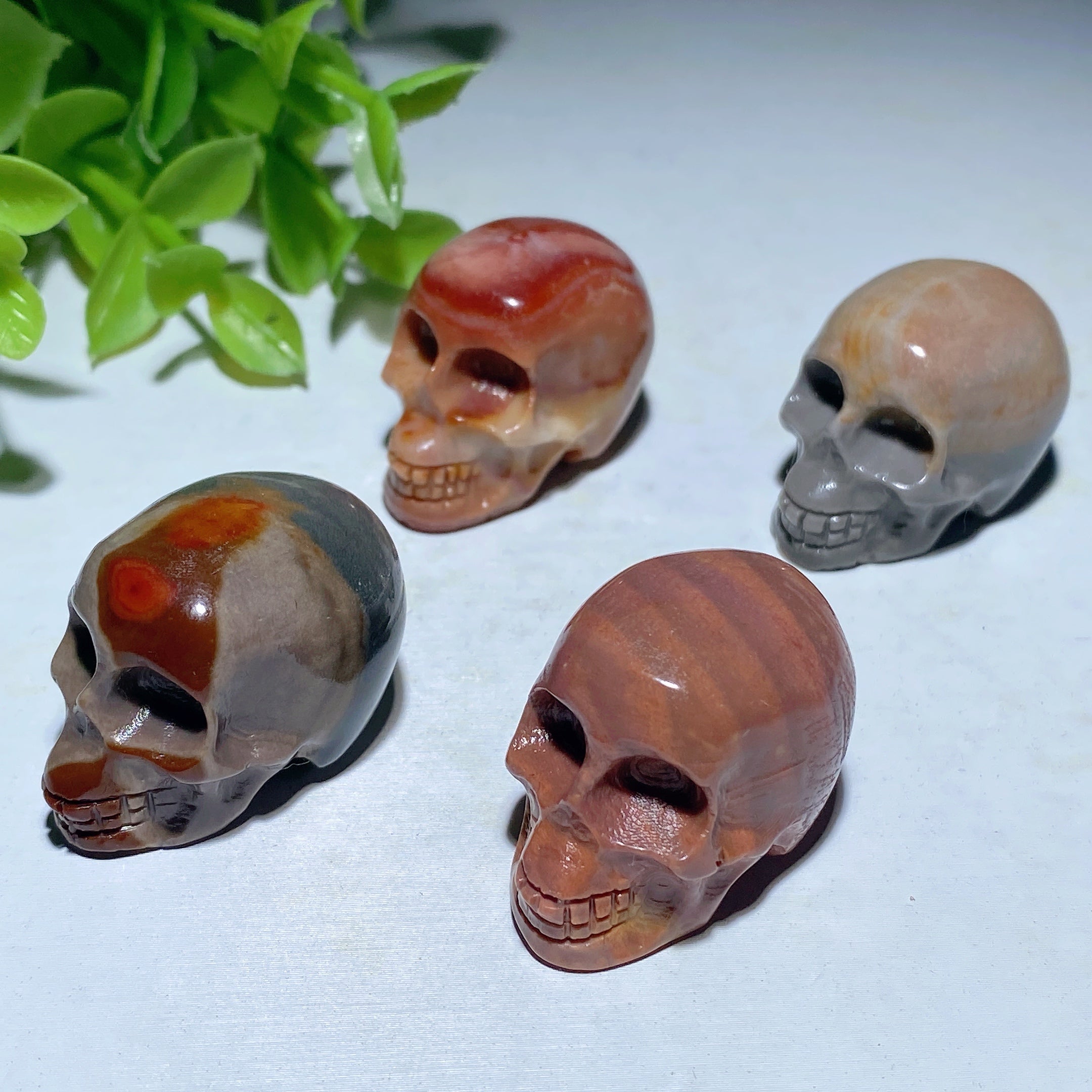 1.15 Inch Polychrome Crystal Skull Figurine Healing Carving