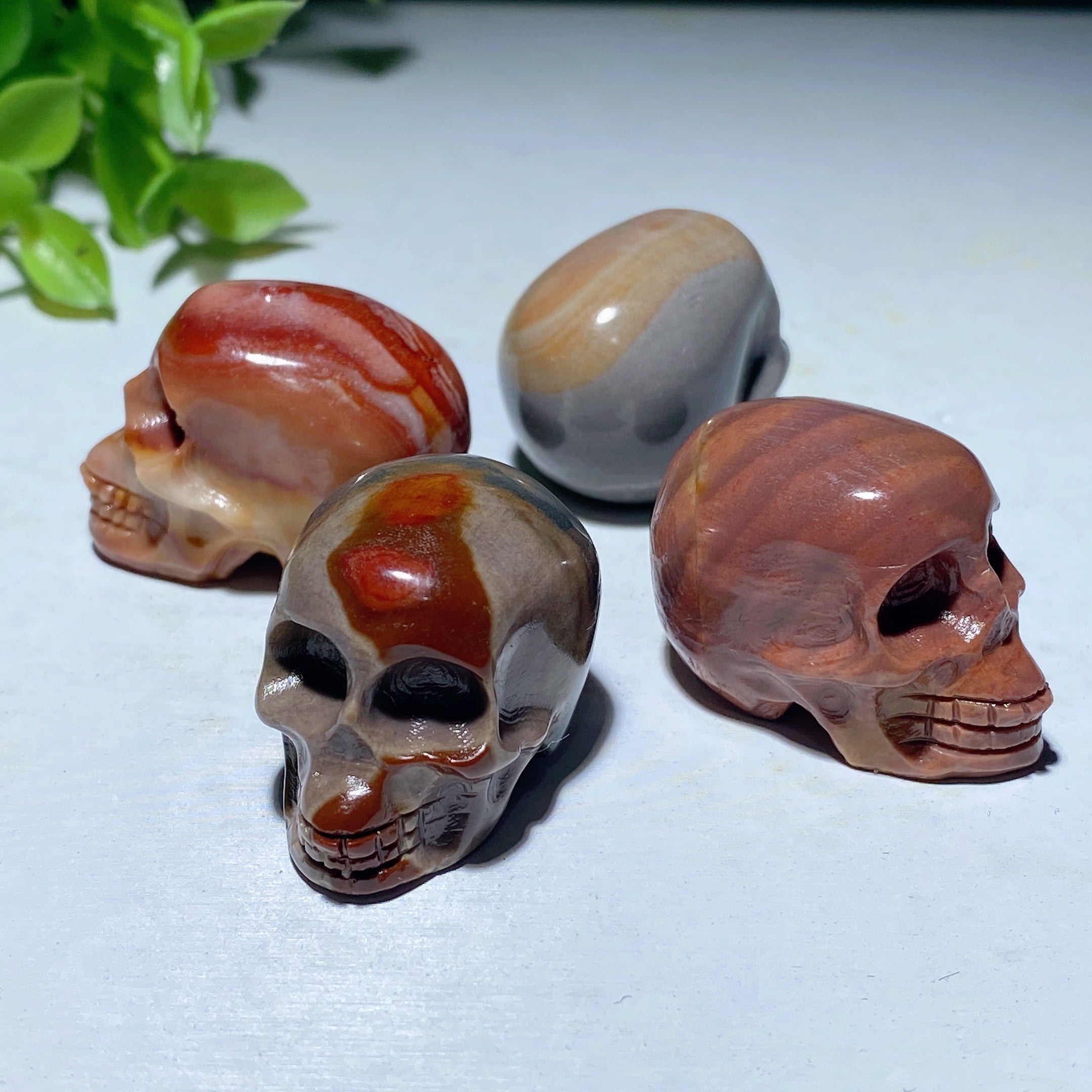 1.15 Inch Polychrome Crystal Skull Figurine Healing Carving