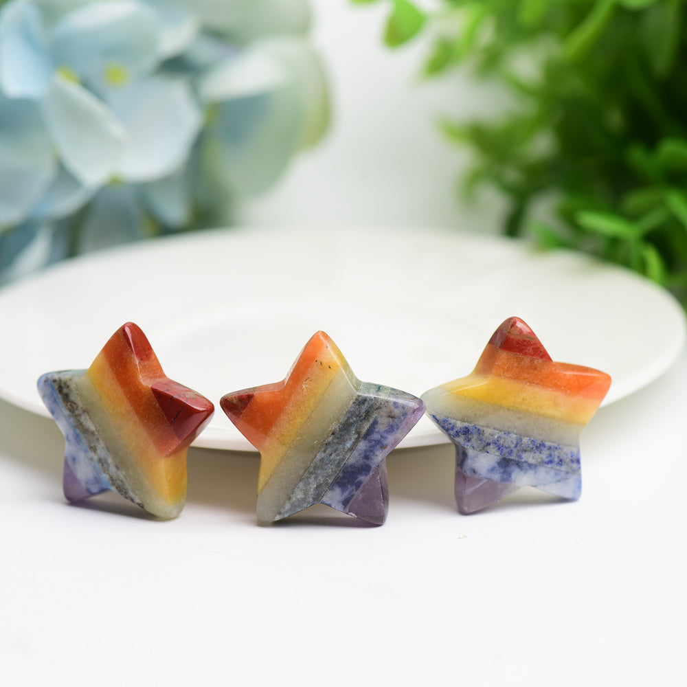 1.1in Chakra Star Crystal Carving for Chakra Healing