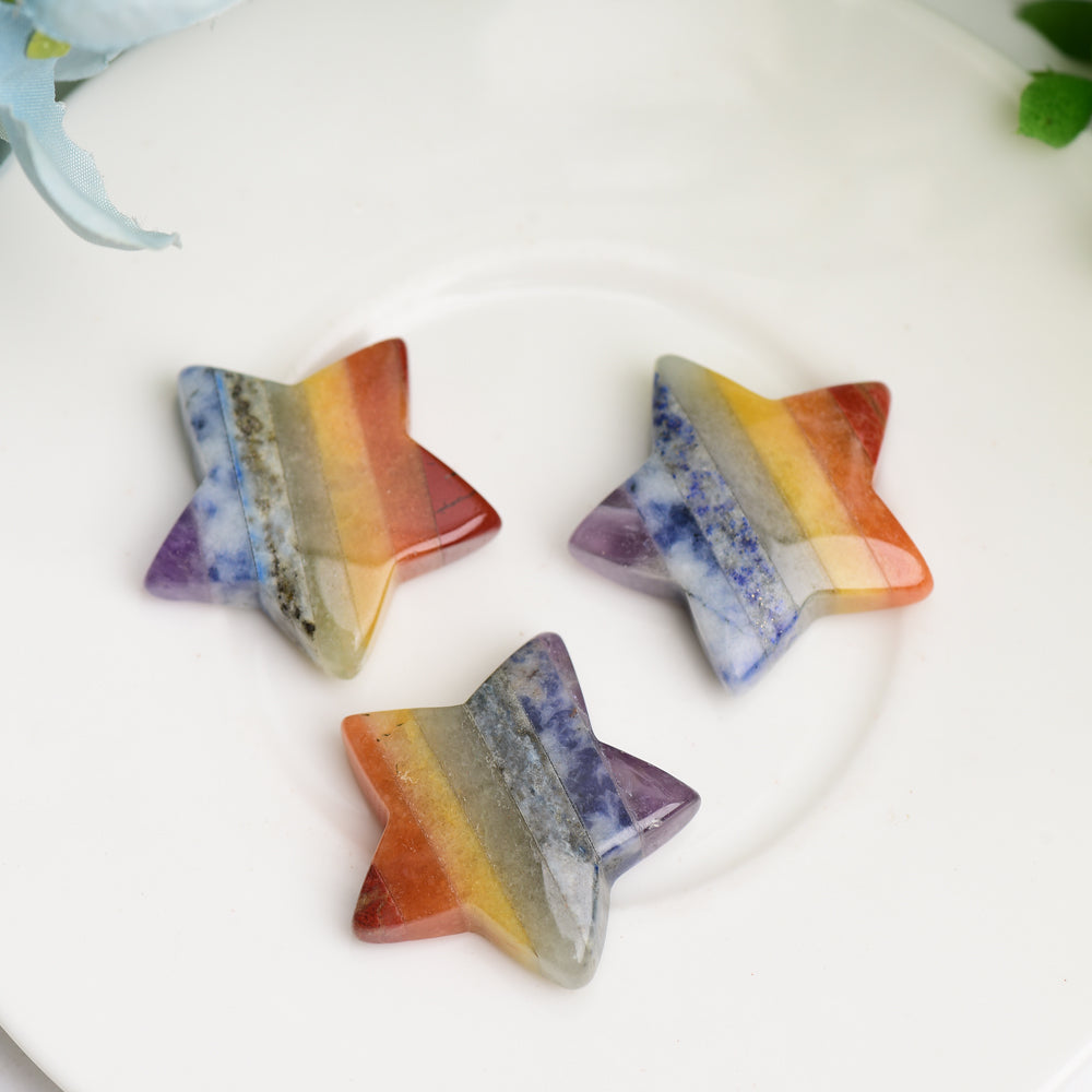 1.1in Chakra Star Crystal Carving for Chakra Healing