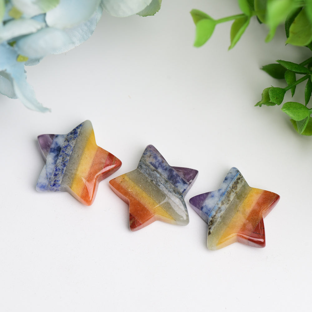 1.1in Chakra Star Crystal Carving for Chakra Healing