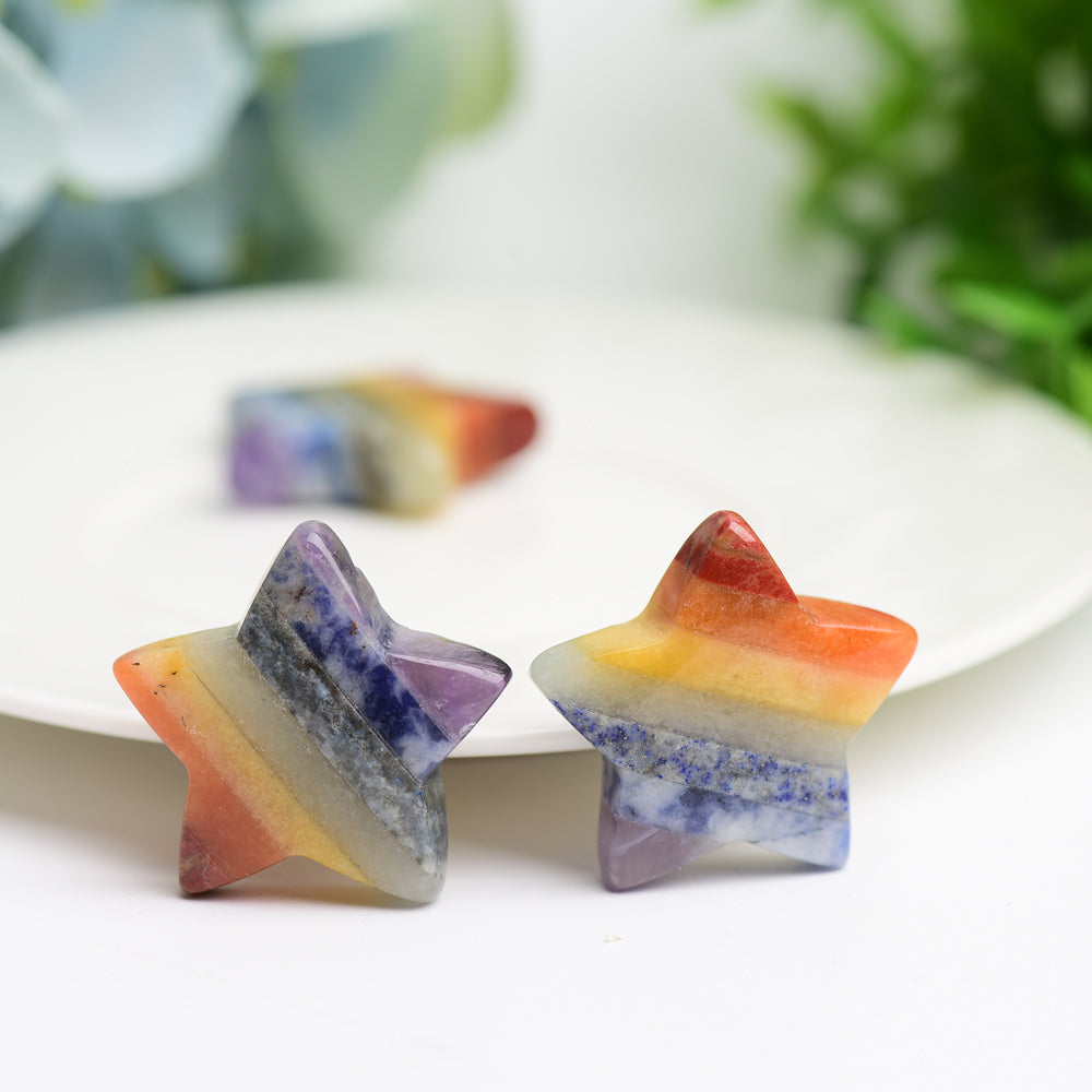 1.1in Chakra Star Crystal Carving for Chakra Healing