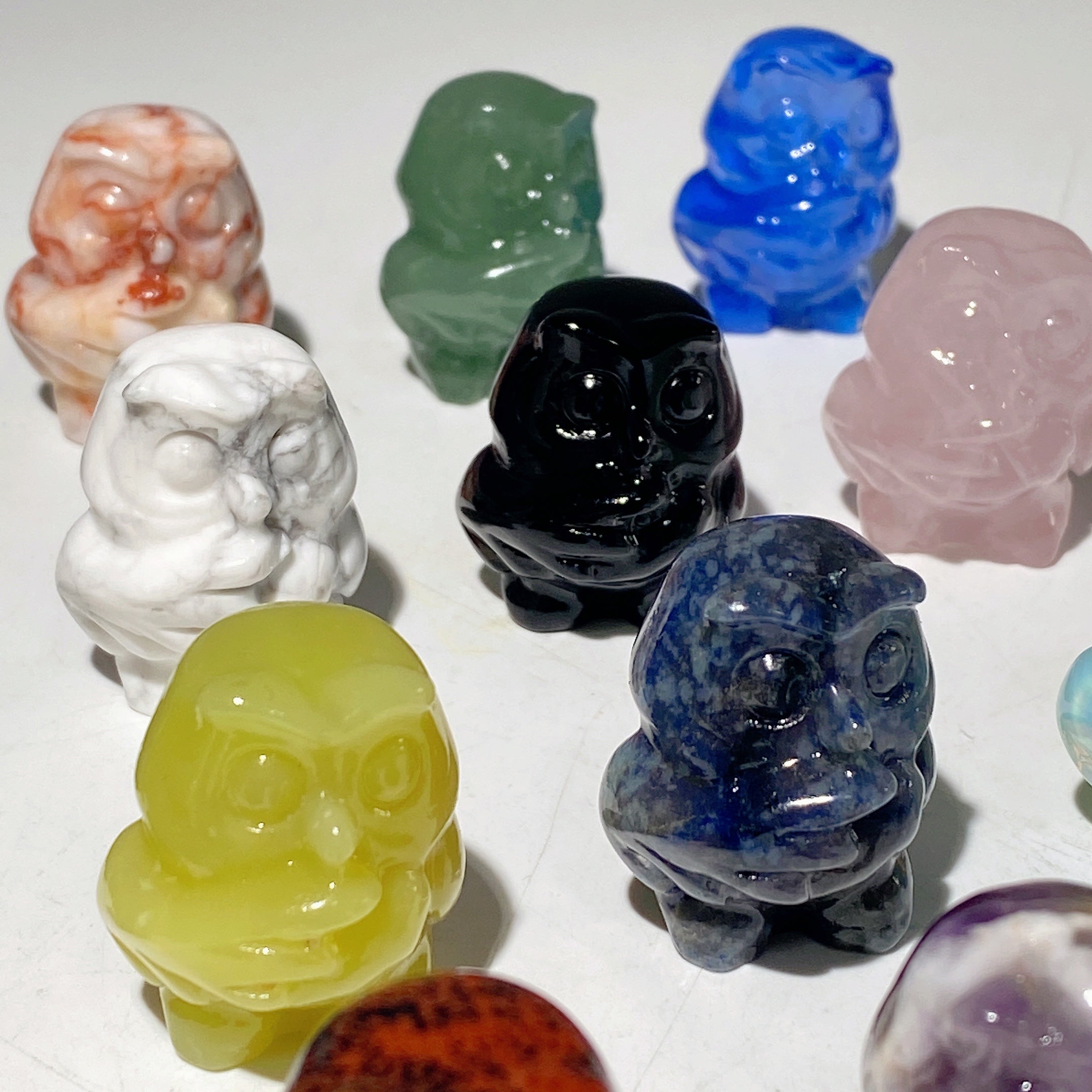 1.1in Mixed Crystal Owl Carving for Healing & Wisdom