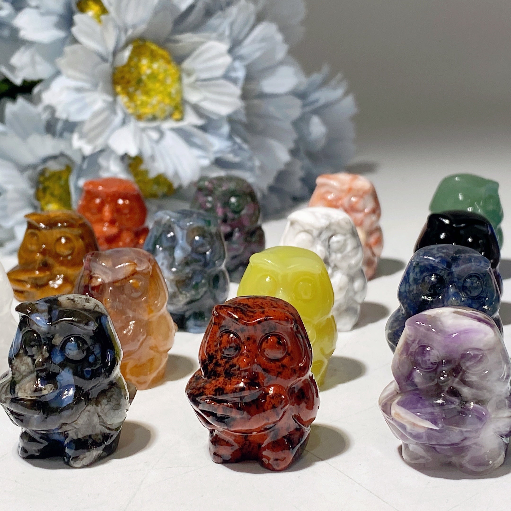 1.1in Mixed Crystal Owl Carving for Healing & Wisdom