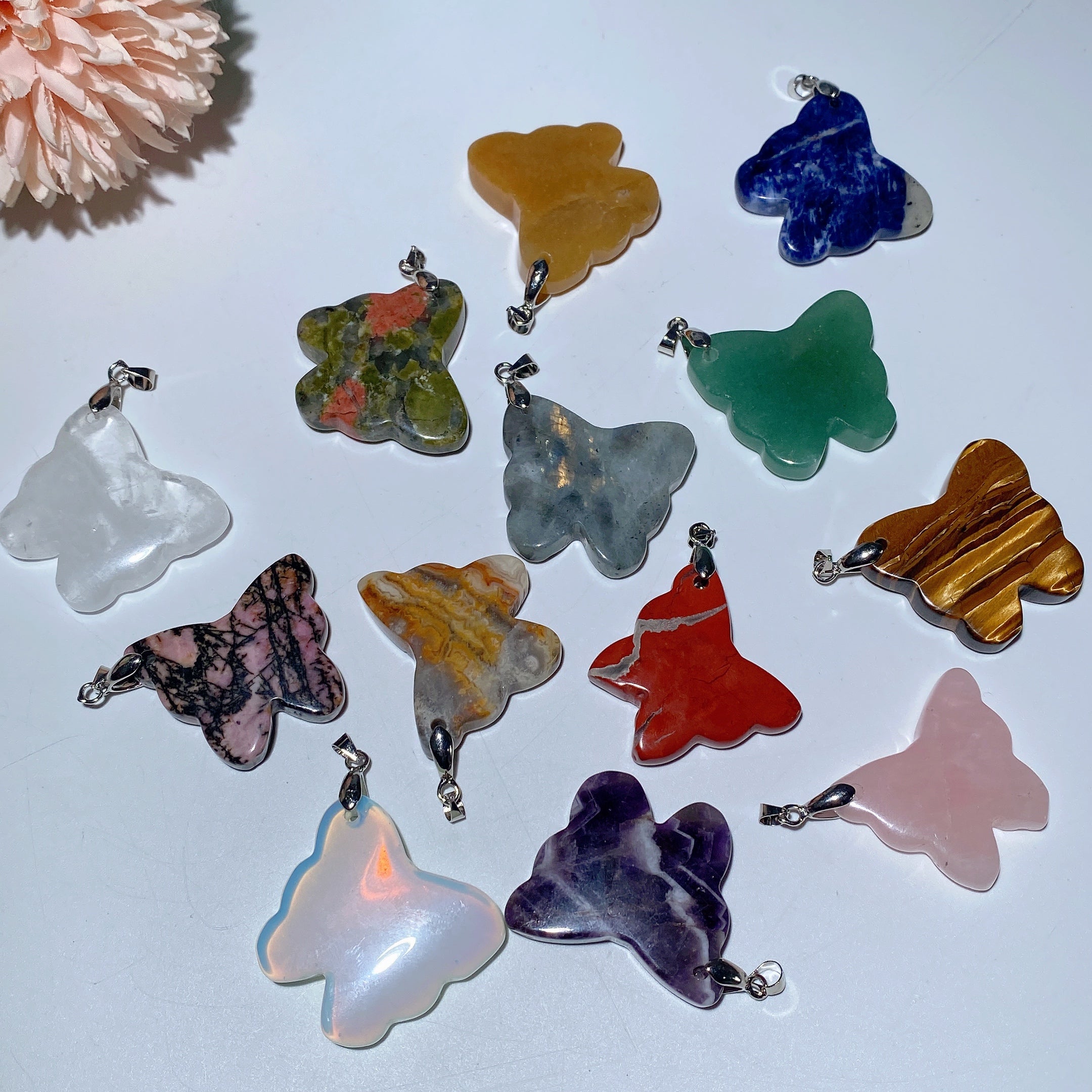 1.2-1.3 Inch Mixed Crystal Butterfly Pendant Spiritual Necklace