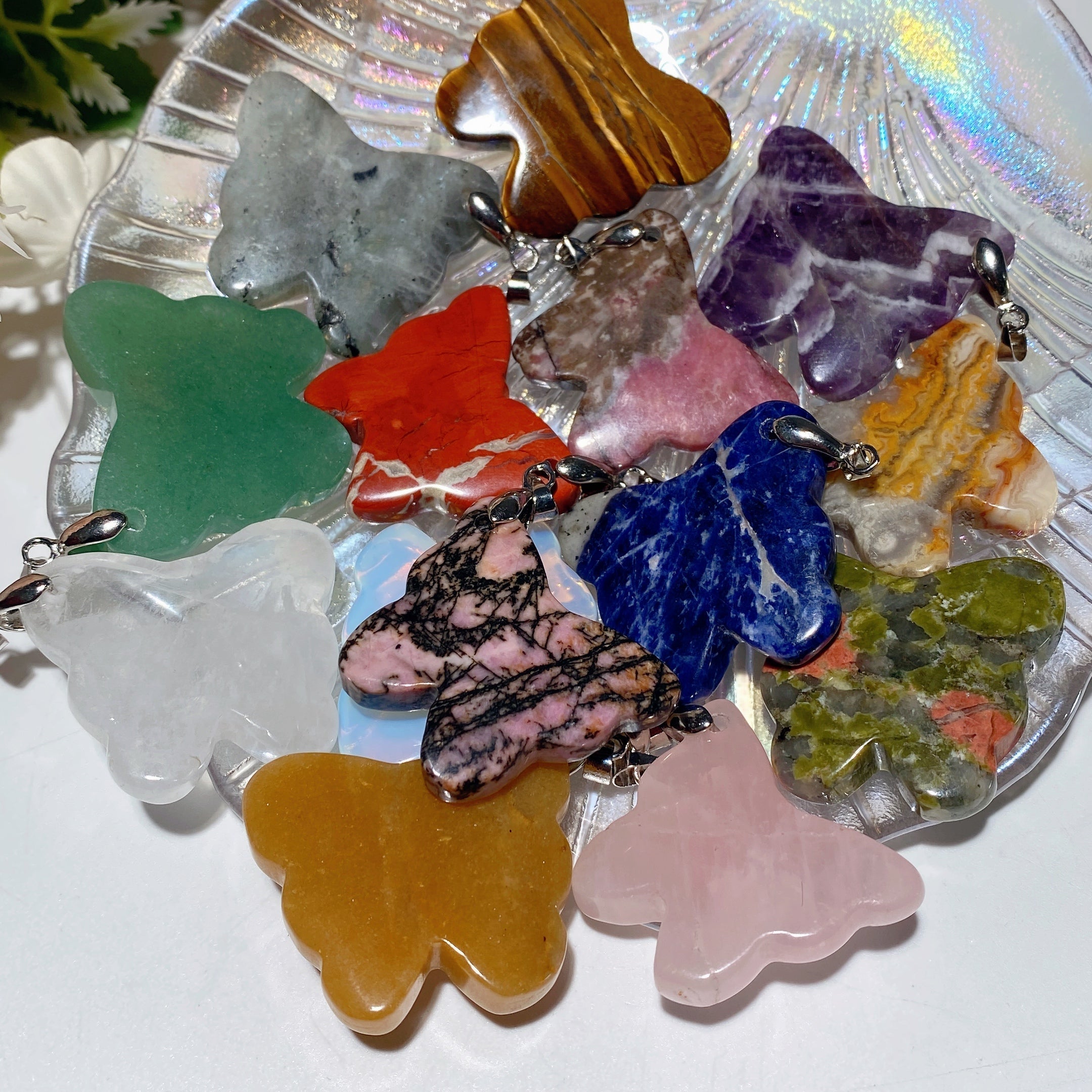 1.2-1.3 Inch Mixed Crystal Butterfly Pendant Spiritual Necklace