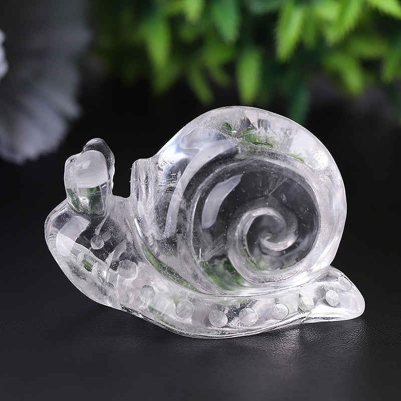 1.2-1.5 inch Clear Quartz Snail Crystal Animal Carving Figurine