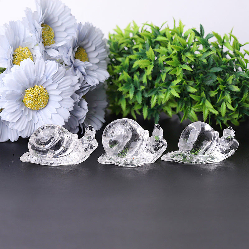1.2-1.5 inch Clear Quartz Snail Crystal Animal Carving Figurine