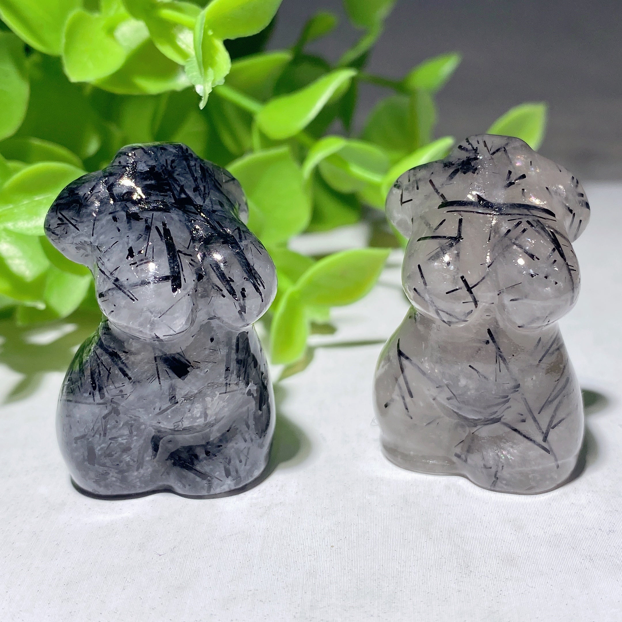 1.2-1.7 inch Black Tourmaline Crystal Animal Carvings for Healing