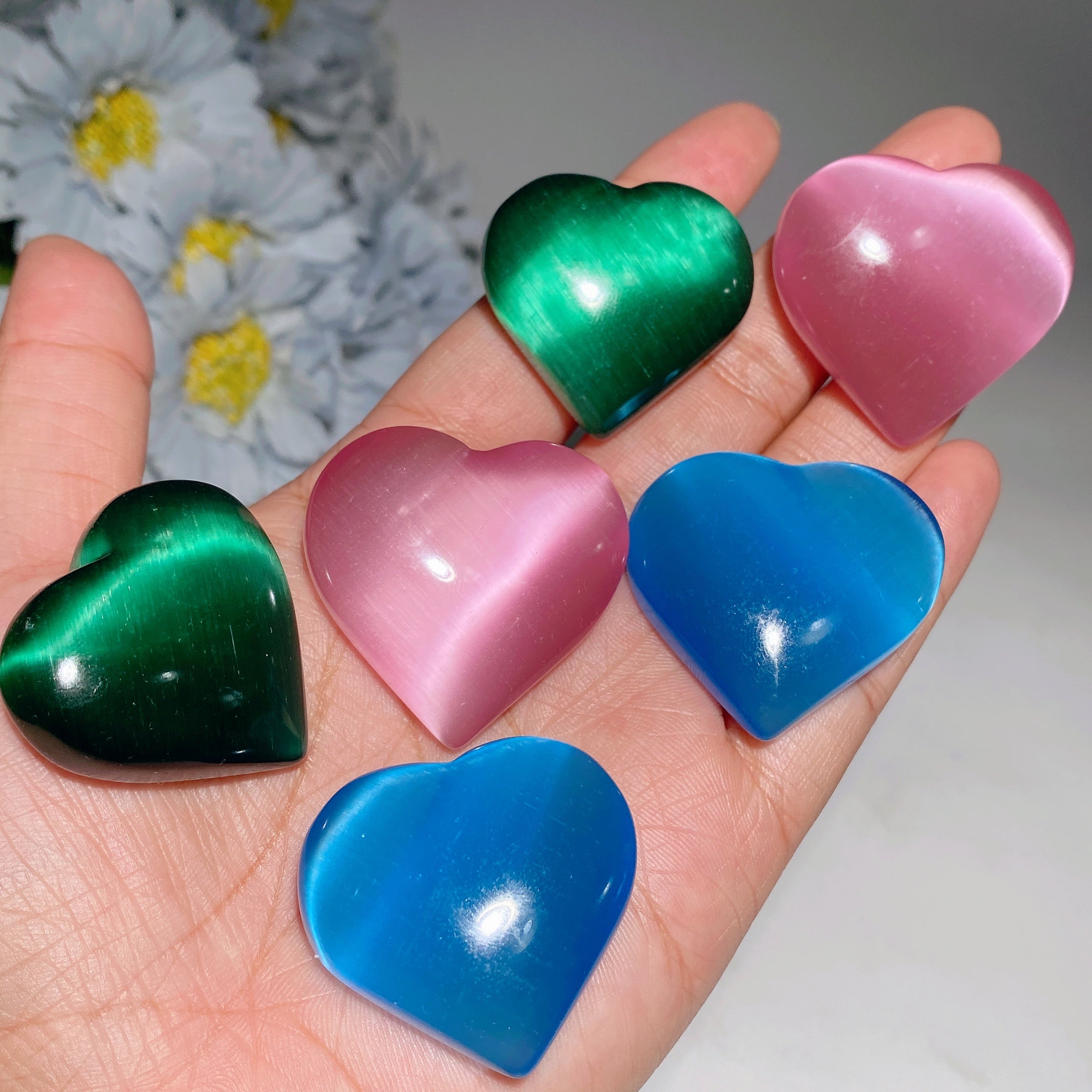 1.2-1.7" Polished Crystal Heart Carvings for Healing & Love