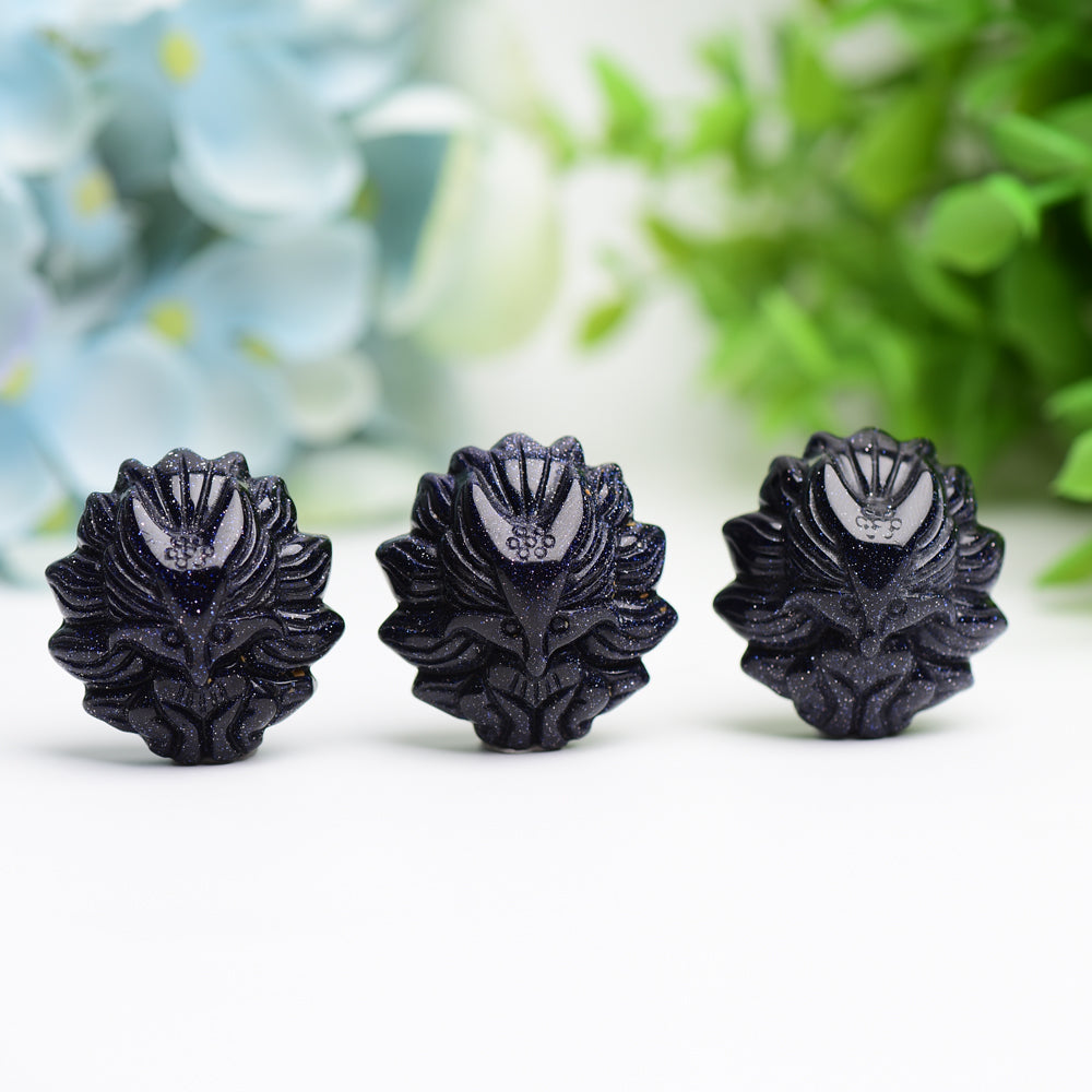 1.2 inch Blue Sandstone Nine-Tailed Fox Crystal Carving