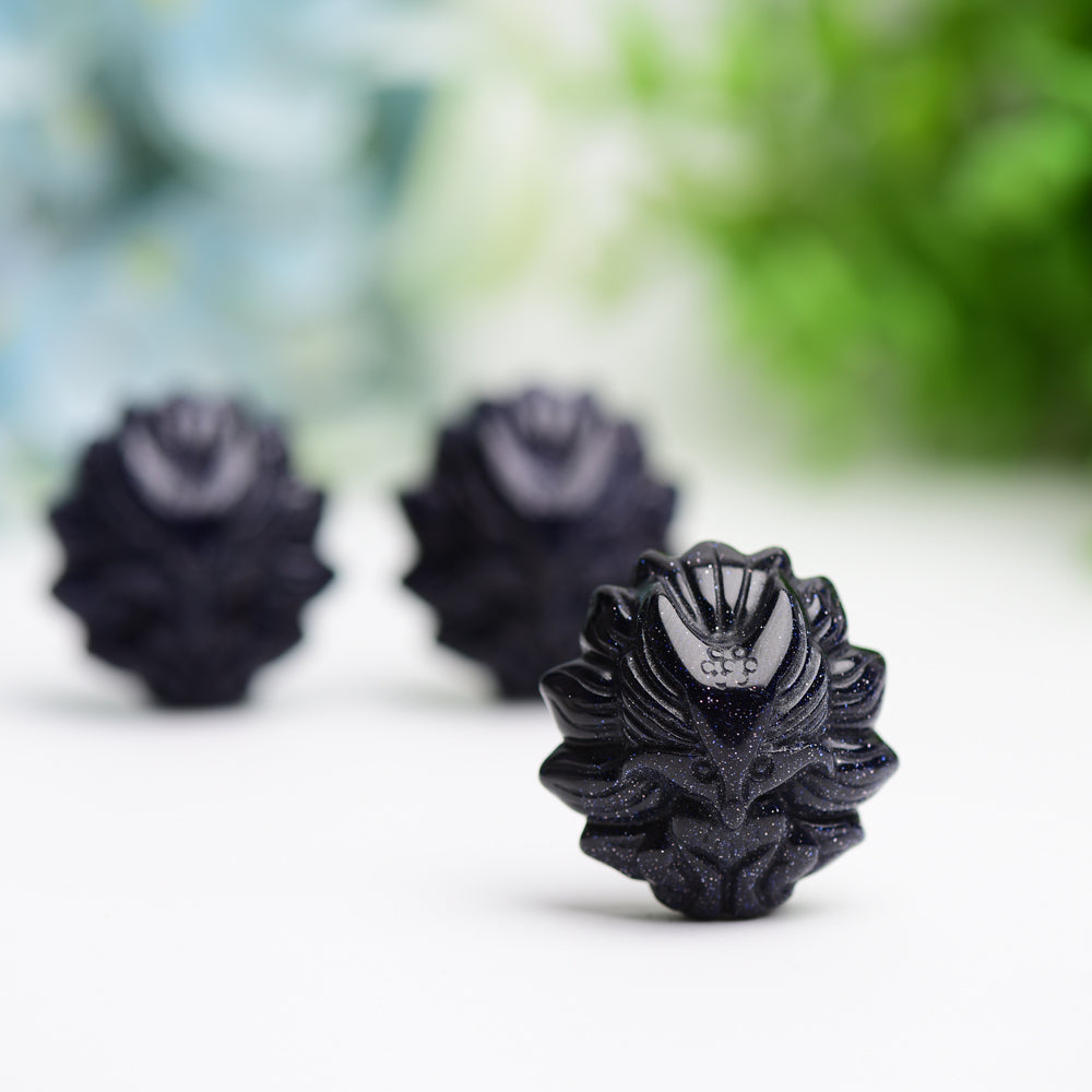 1.2 inch Blue Sandstone Nine-Tailed Fox Crystal Carving