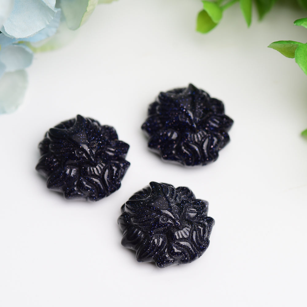 1.2 inch Blue Sandstone Nine-Tailed Fox Crystal Carving