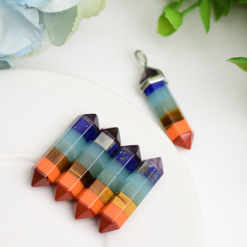 1.2 inch Chakra Crystal Point Pendant for Healing & Meditation