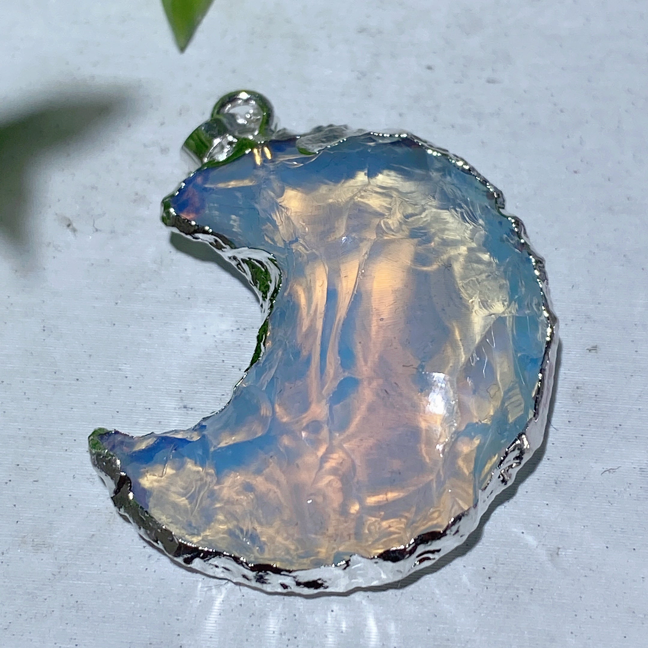 1.2 inch Clear Quartz Opalite Star Moon Shape Crystal Pendant