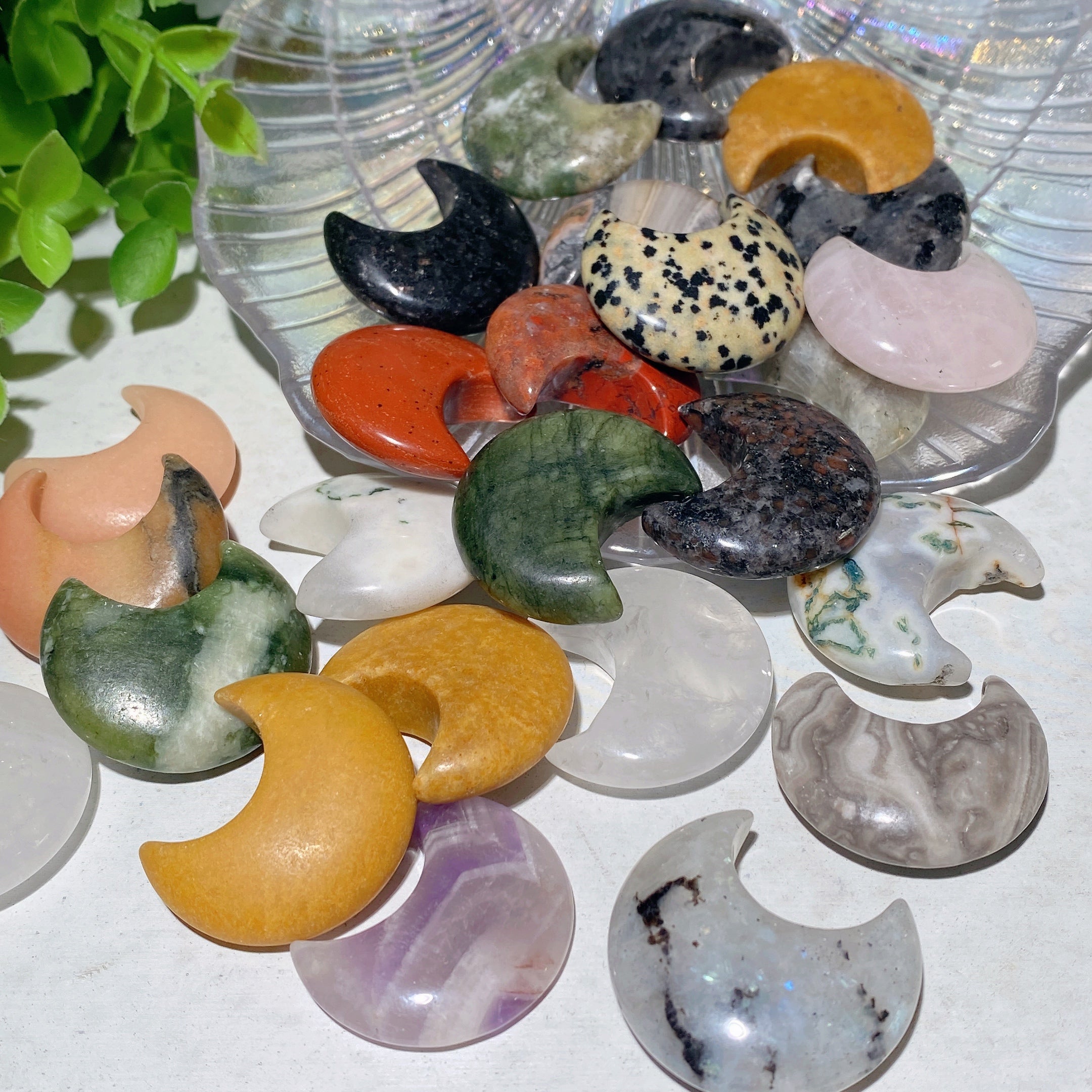 1.2-inch Mixed Crystal Moon Carvings | Healing Shapes