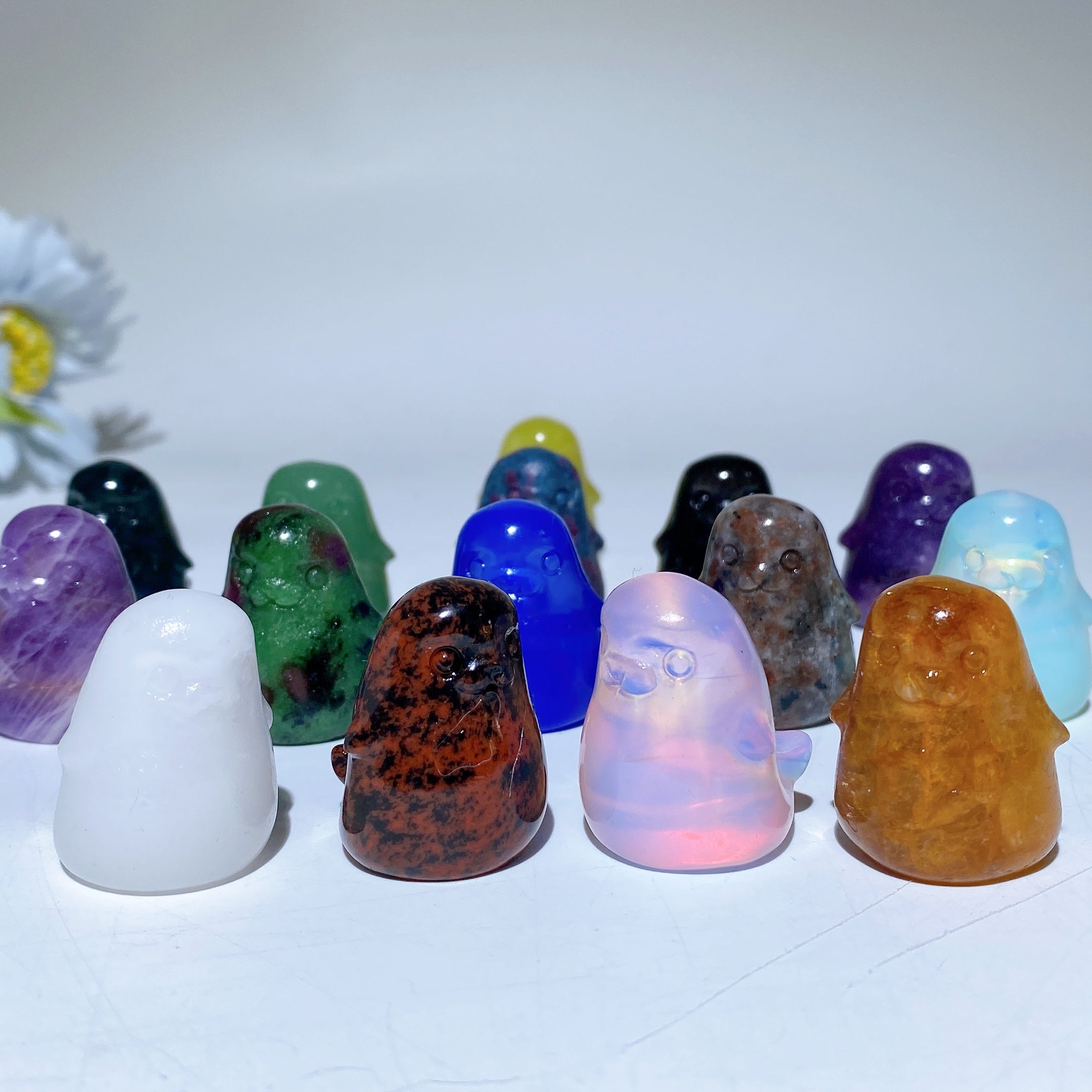 1.2 Inch Mixed Crystal Seal Figurine for Spiritual Healing