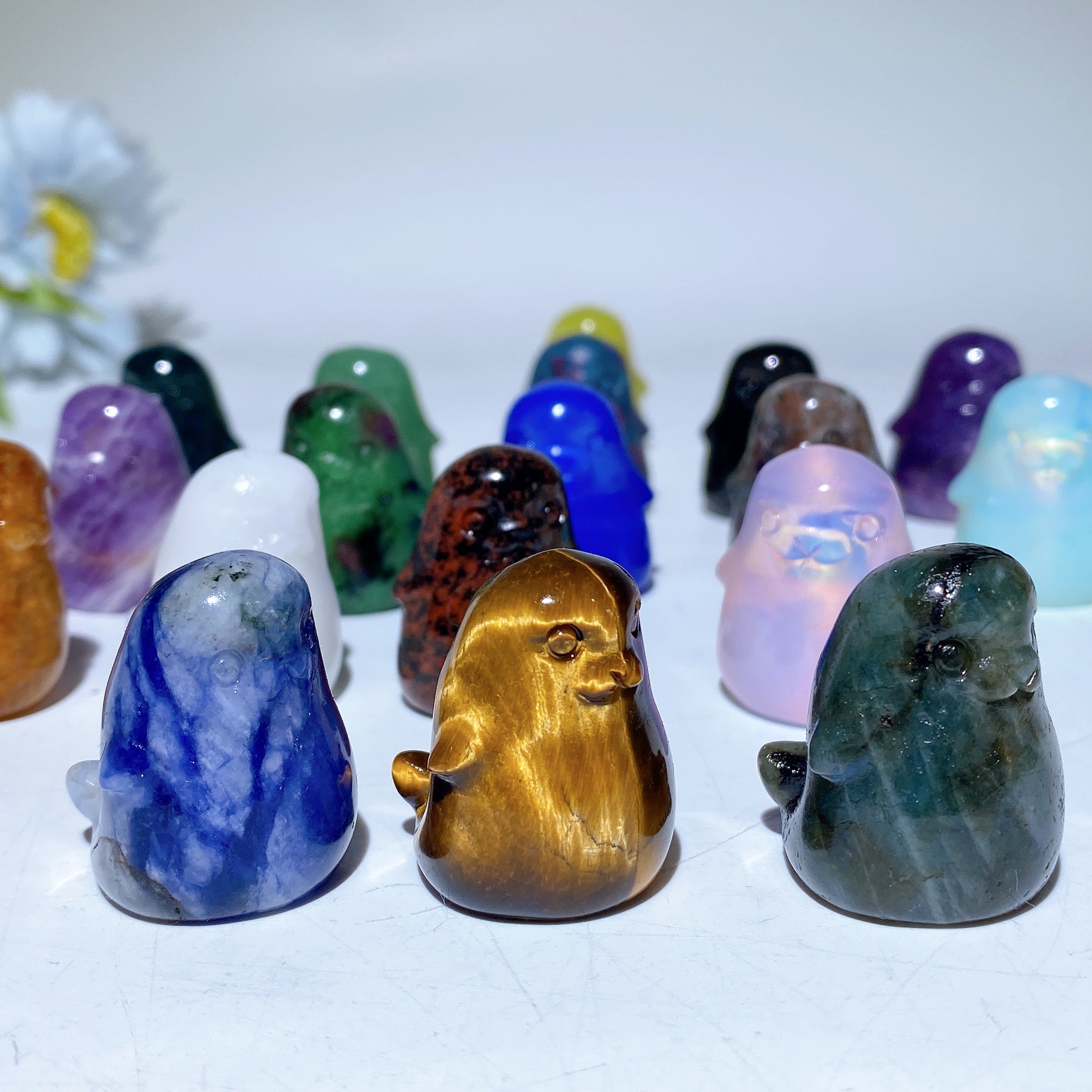 1.2 Inch Mixed Crystal Seal Figurine for Spiritual Healing