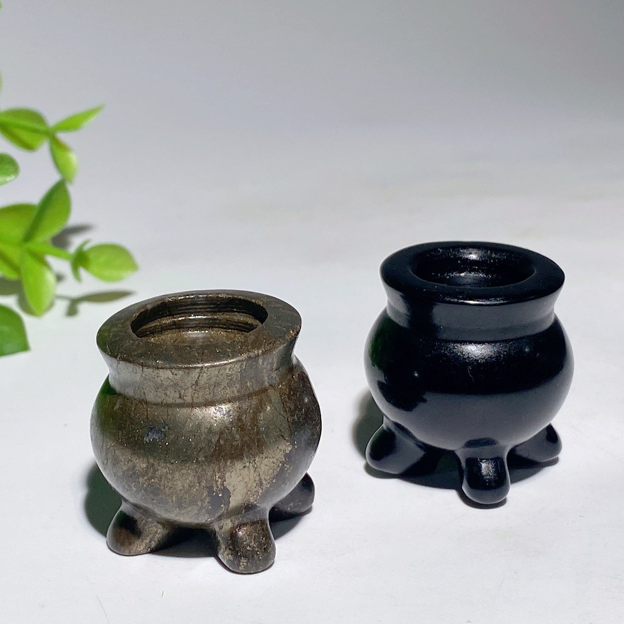 1.2 Inch Pyrite Black Obsidian Tripod Crystal Healing Shape