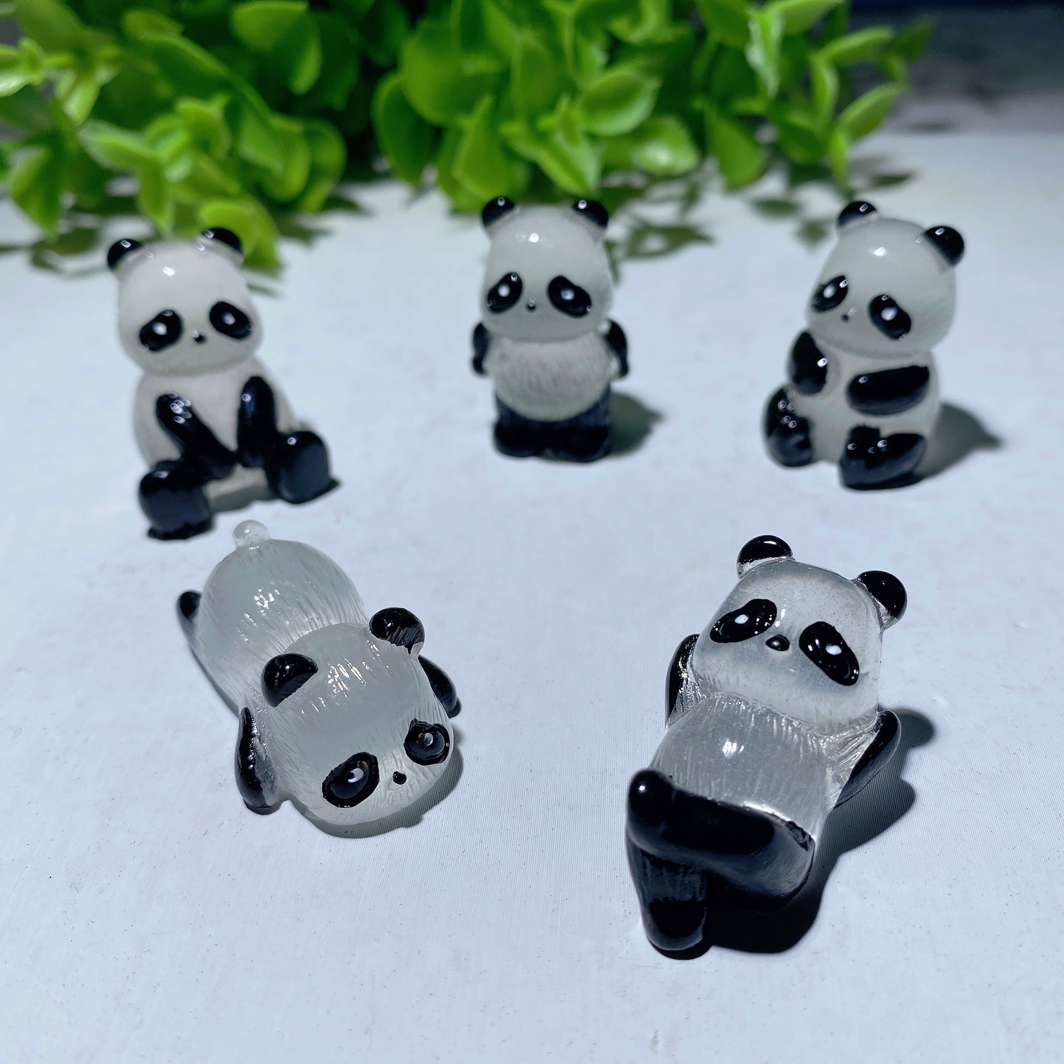 1.2 inch Resin Luminous Panda Healing Figurine Spiritual Animal