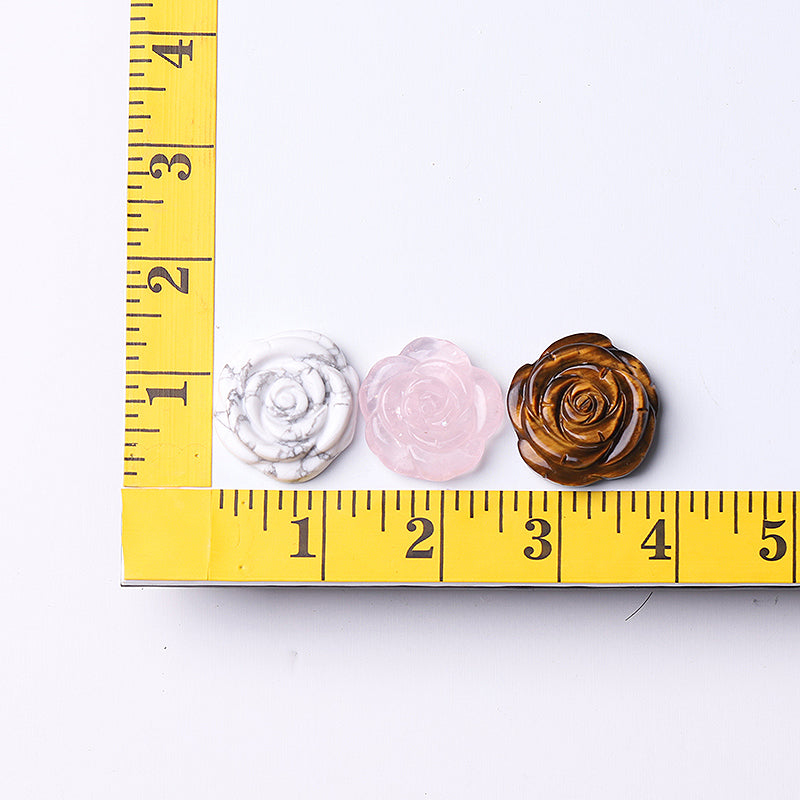 1.2 Inch Rose Flower Crystal Figurines Hand-Carved Stones