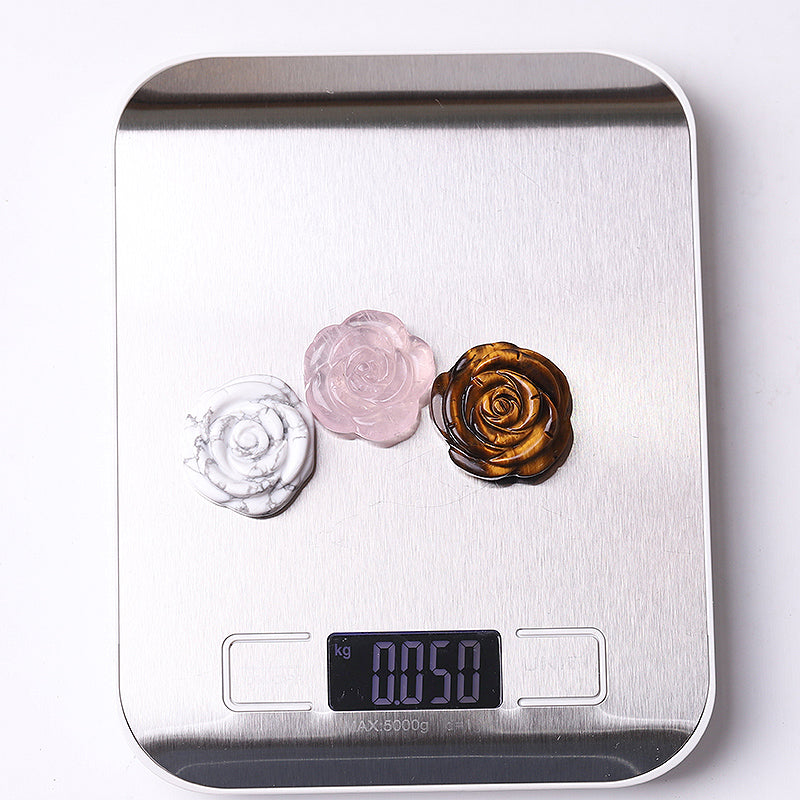 1.2 Inch Rose Flower Crystal Figurines Hand-Carved Stones