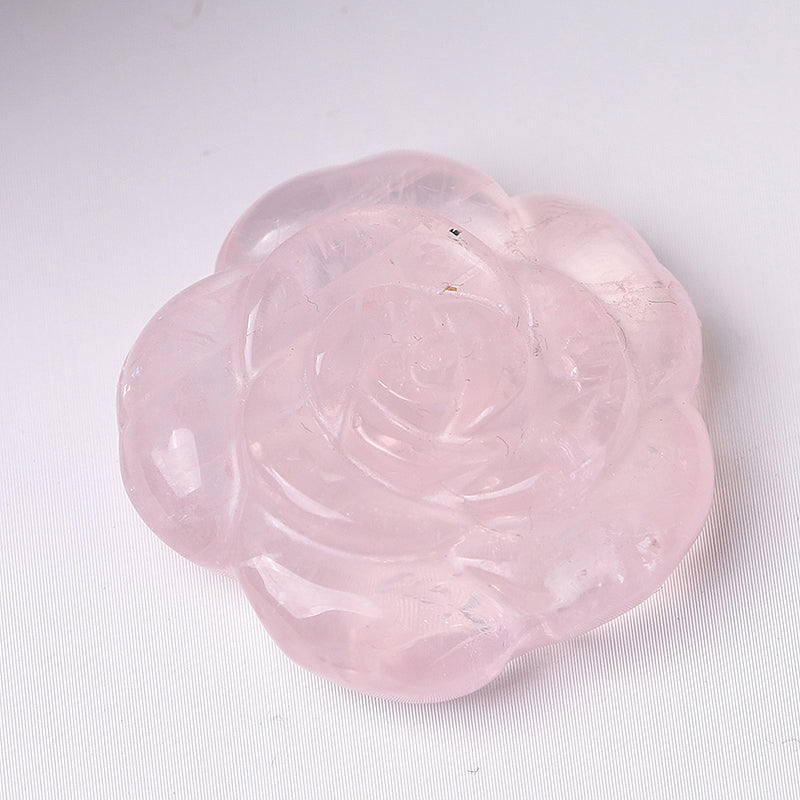 1.2 Inch Rose Flower Crystal Figurines Hand-Carved Stones