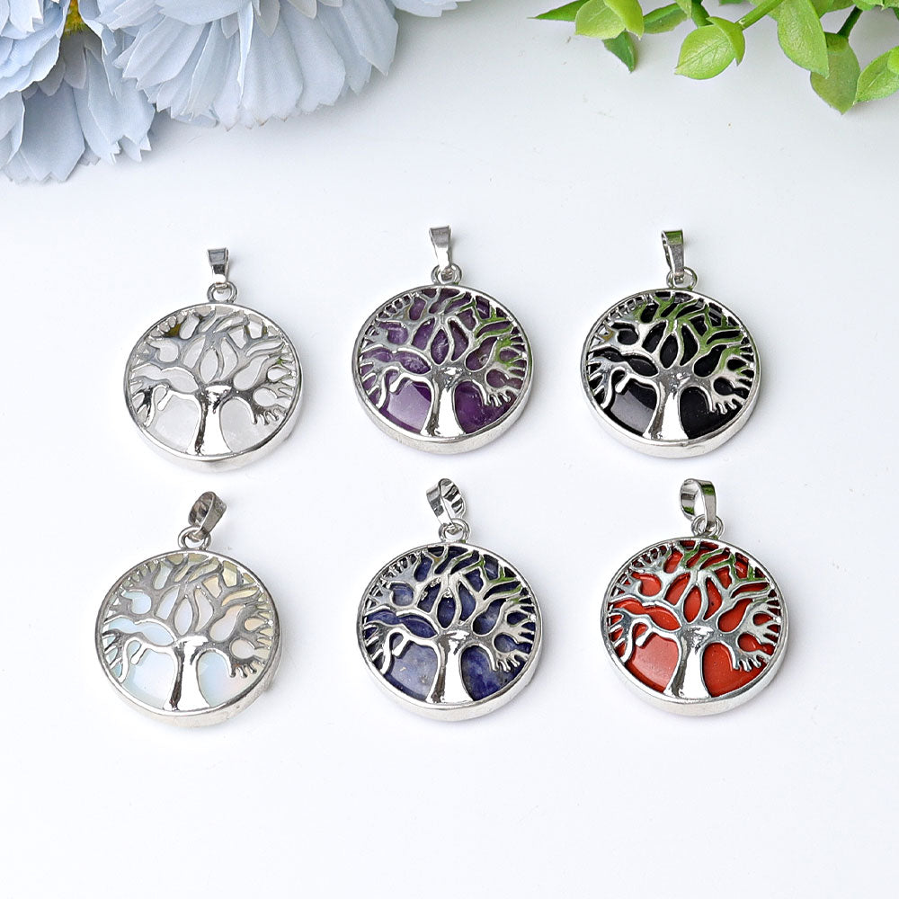 1.2-inch Tree of Life Clear Quartz Crystal Pendant