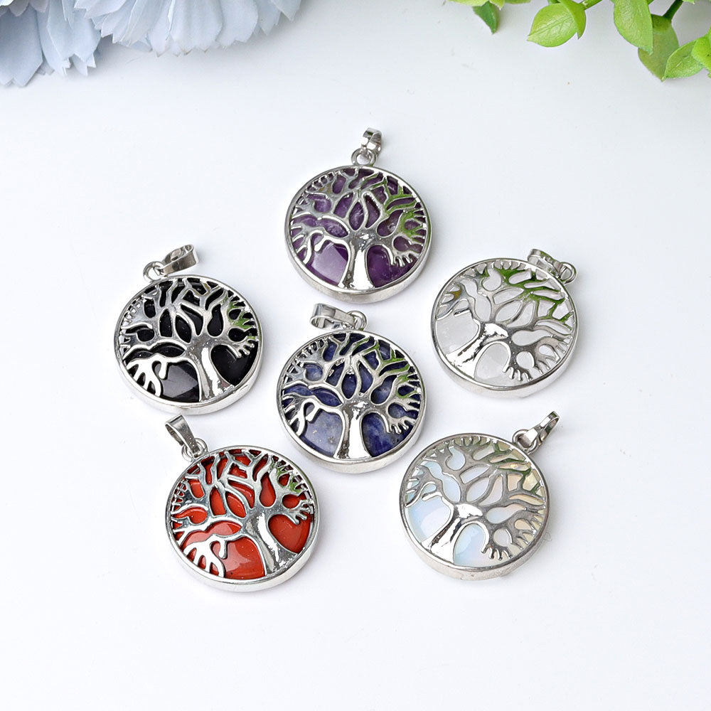 1.2-inch Tree of Life Clear Quartz Crystal Pendant