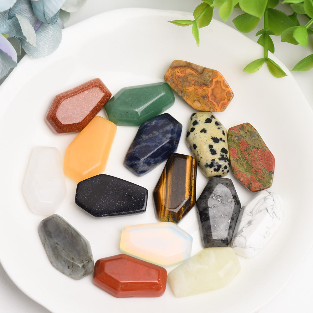 1.2" Mixed Crystal Coffin Carving for Healing and Energy