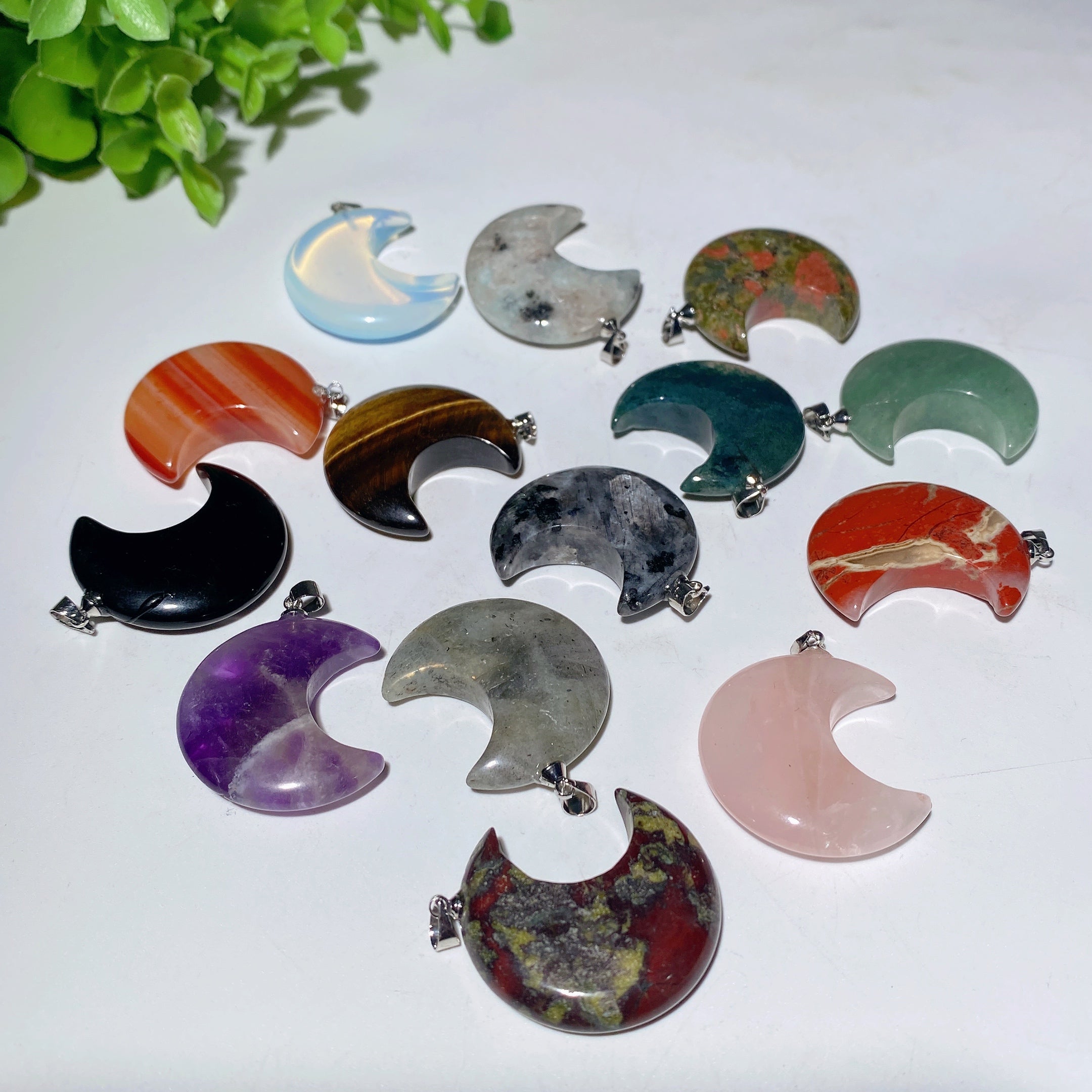 1.2" Mixed Crystal Moon Star Pendant for Spiritual Healing