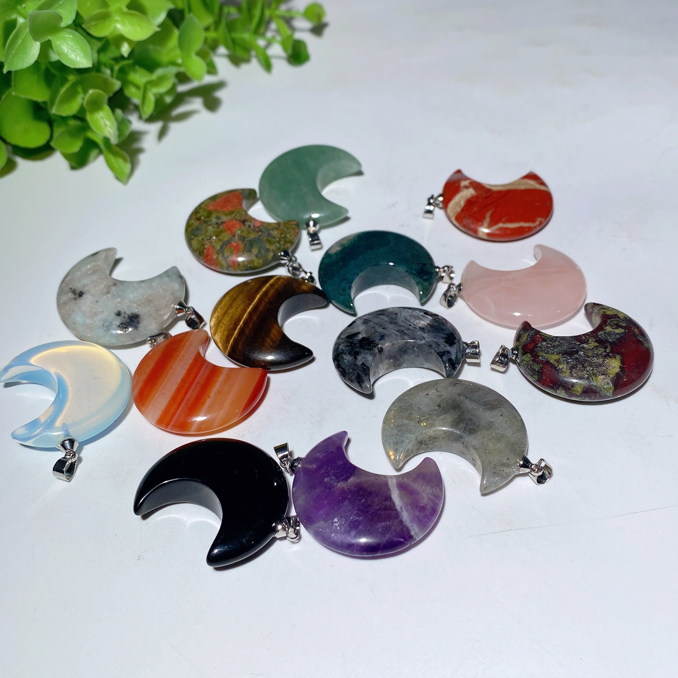 1.2" Mixed Crystal Moon Star Pendant for Spiritual Healing