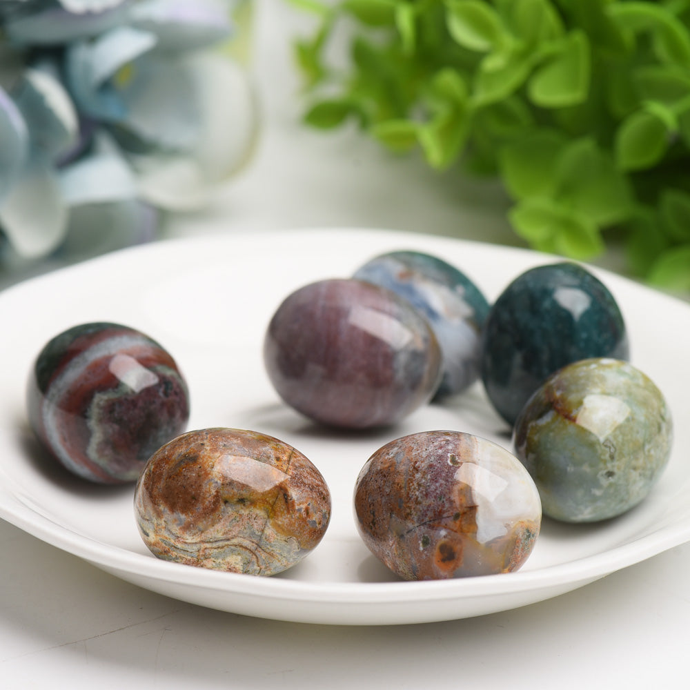 1.2" Ocean Jasper Crystal Egg for Spiritual Healing
